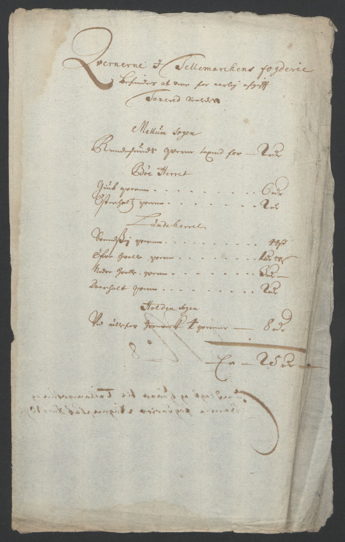 Rentekammeret inntil 1814, Reviderte regnskaper, Fogderegnskap, AV/RA-EA-4092/R36/L2093: Fogderegnskap Øvre og Nedre Telemark og Bamble, 1695, s. 293