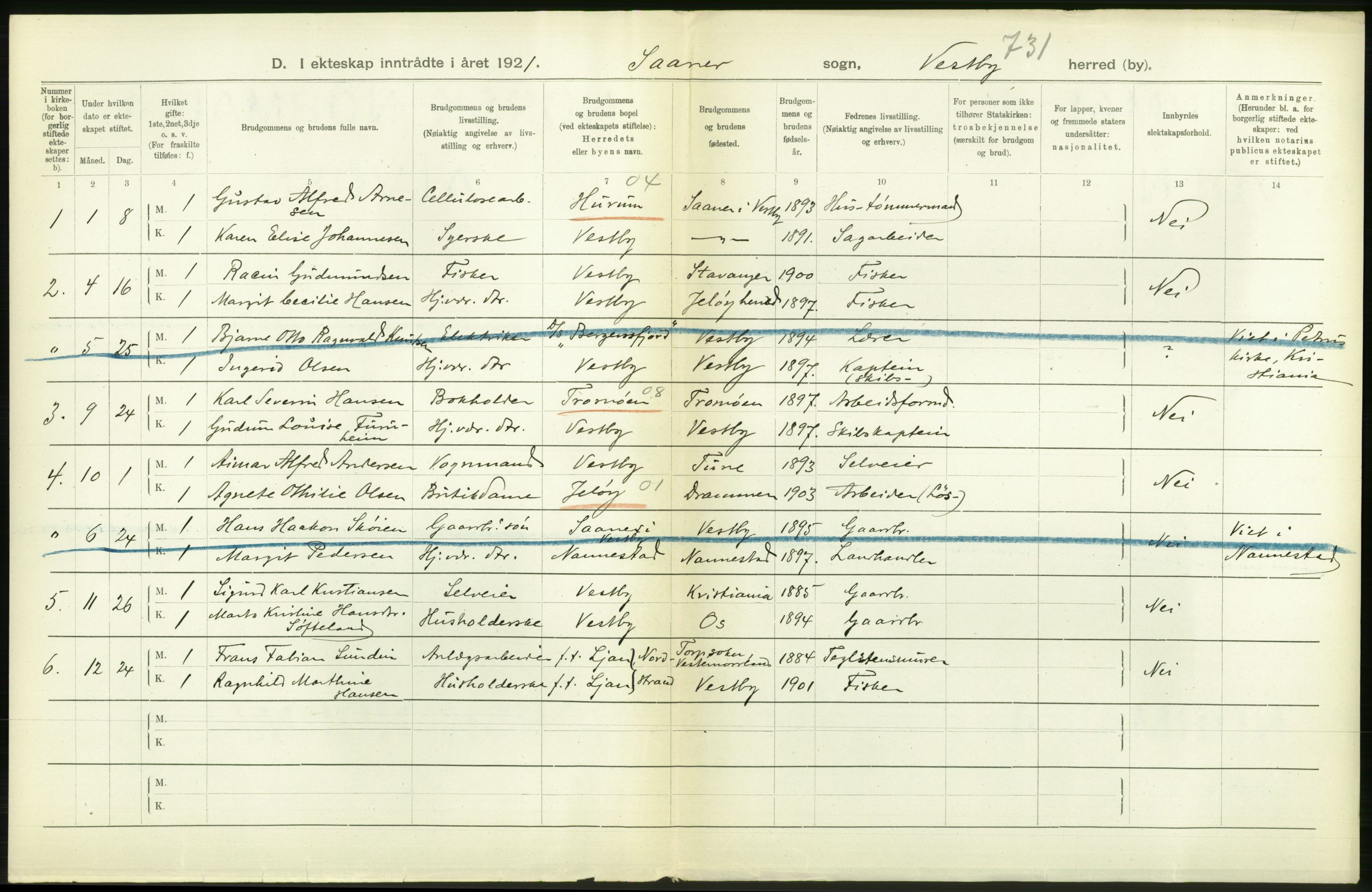 Statistisk sentralbyrå, Sosiodemografiske emner, Befolkning, AV/RA-S-2228/D/Df/Dfc/Dfca/L0006: Akershus fylke: Gifte. dødfødte. Bygder og byer., 1921, s. 314