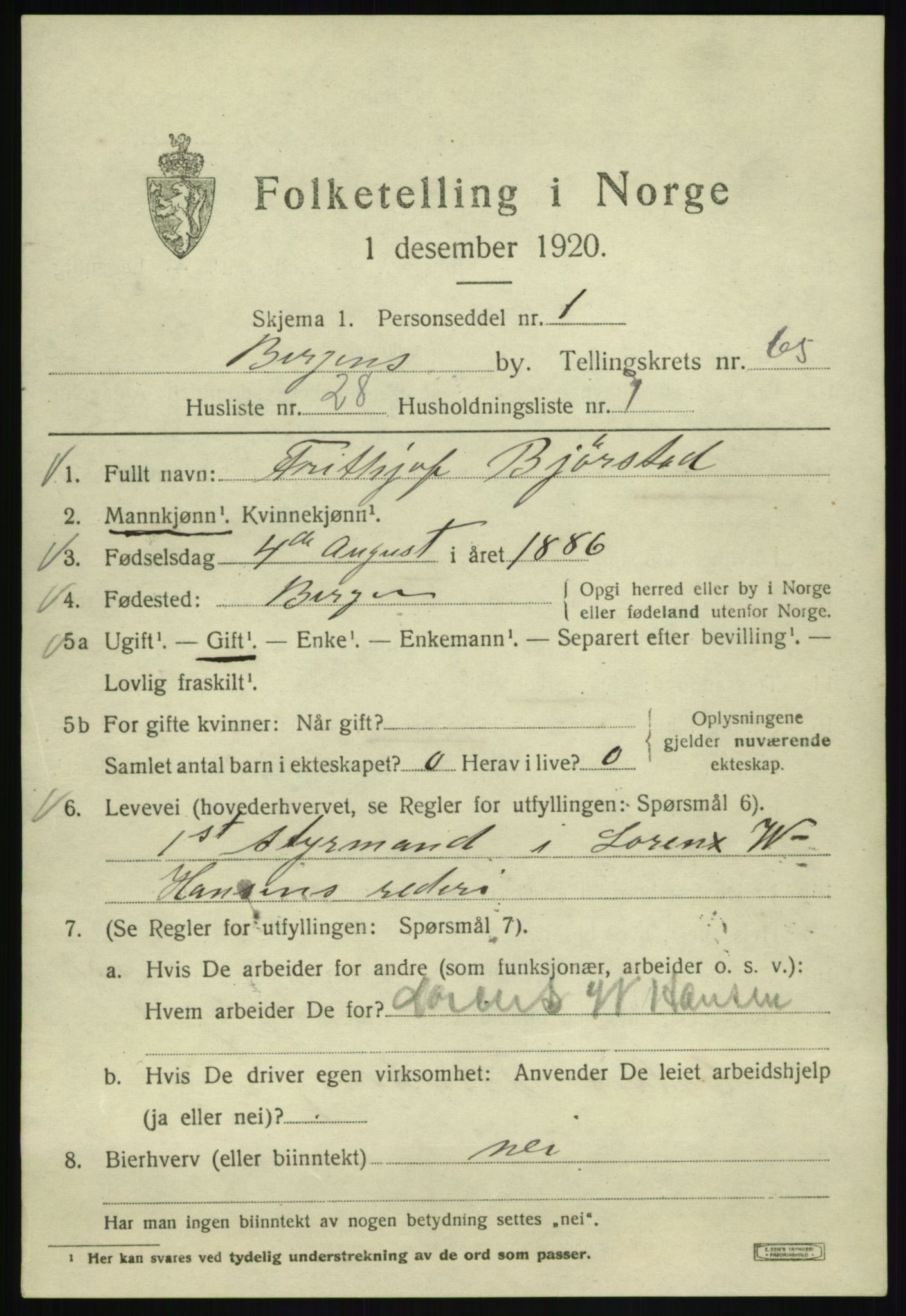 SAB, Folketelling 1920 for 1301 Bergen kjøpstad, 1920, s. 133979