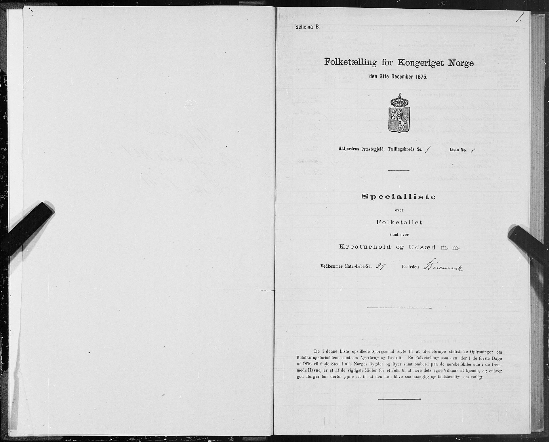 SAT, Folketelling 1875 for 1630P Aafjorden prestegjeld, 1875, s. 1001