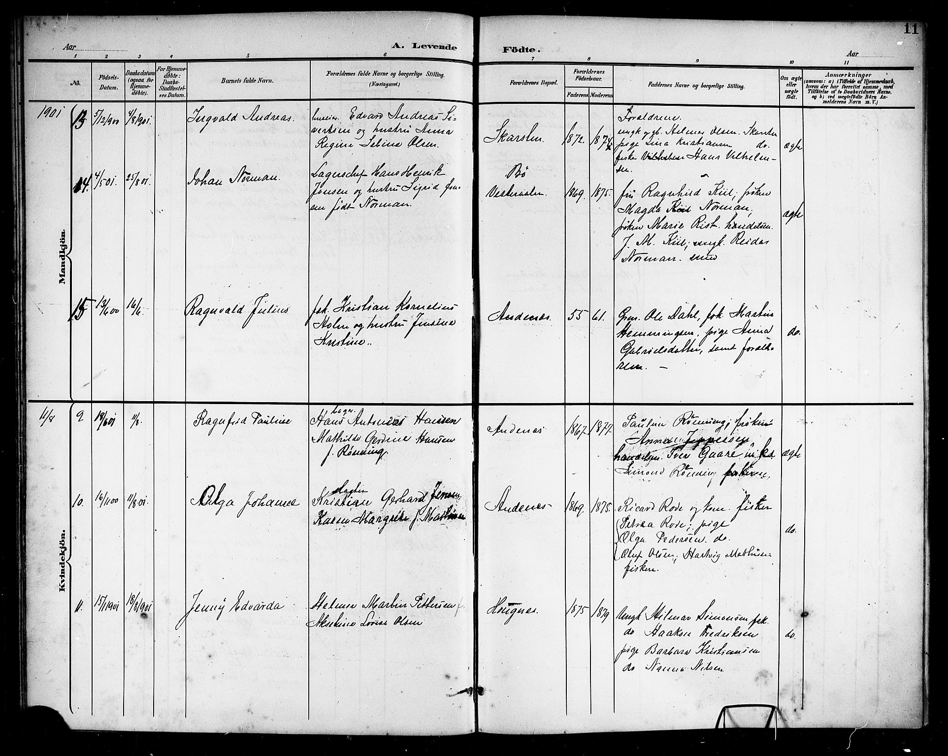 Ministerialprotokoller, klokkerbøker og fødselsregistre - Nordland, AV/SAT-A-1459/899/L1449: Klokkerbok nr. 899C04, 1900-1918, s. 11