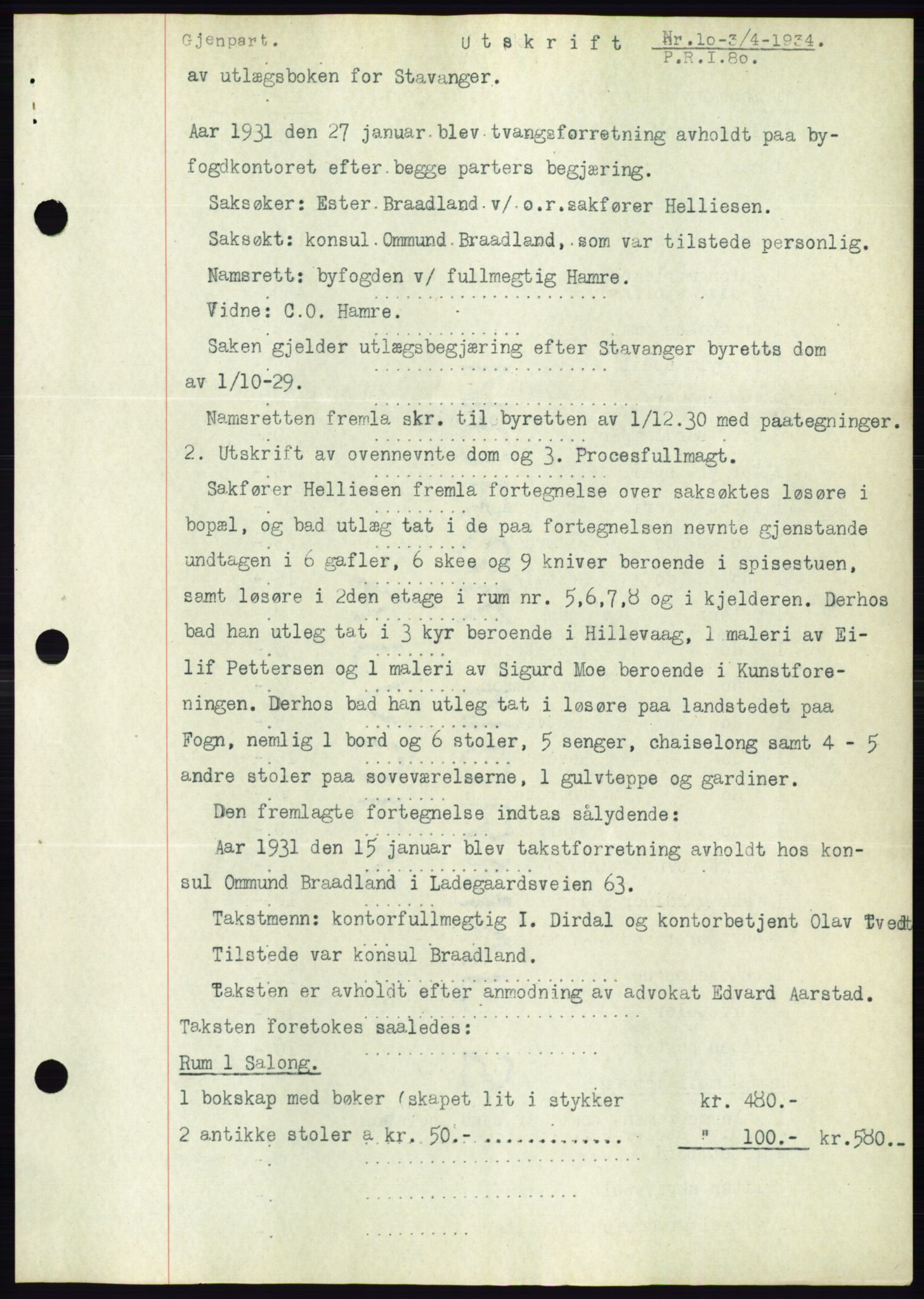 Ålesund byfogd, AV/SAT-A-4384: Pantebok nr. 31, 1933-1934, Tingl.dato: 03.04.1934