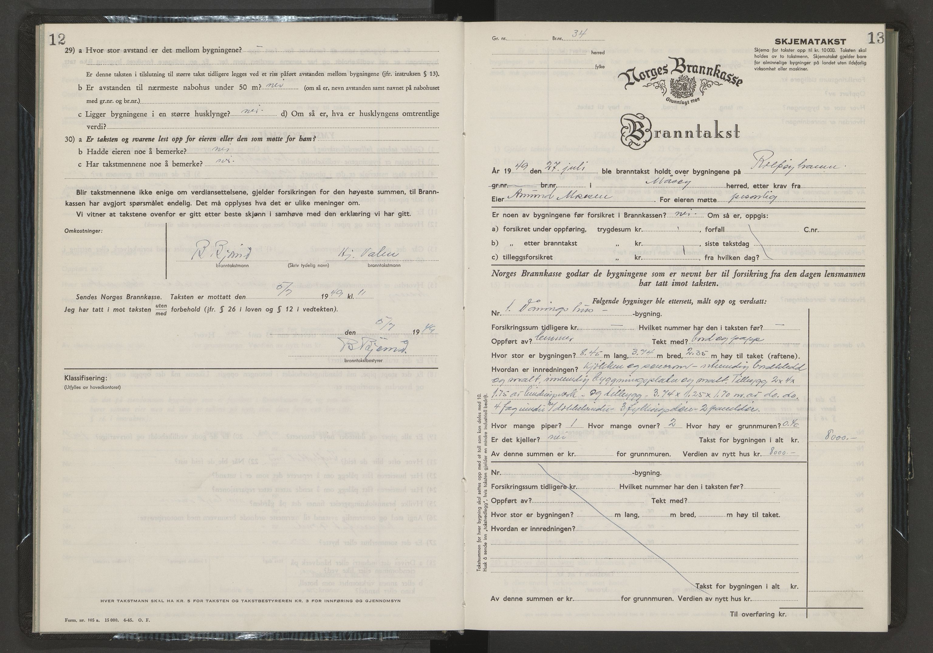 Måsøy lensmannskontor, AV/SATØ-SATO-100/1/F/Fq/Fqa/L0073: Branntakstprotokoll, 1948-1955