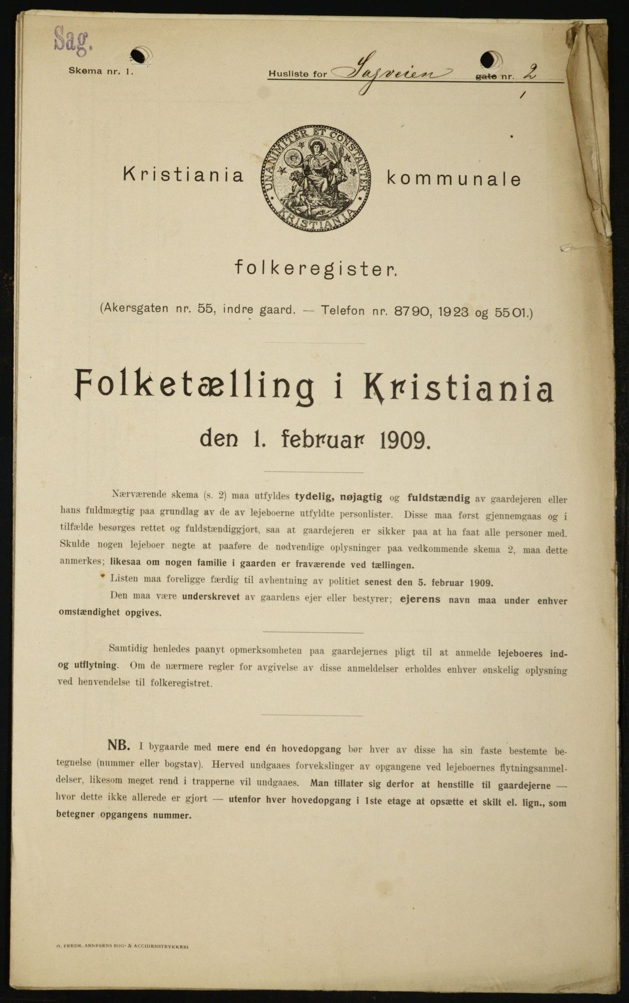 OBA, Kommunal folketelling 1.2.1909 for Kristiania kjøpstad, 1909, s. 78570