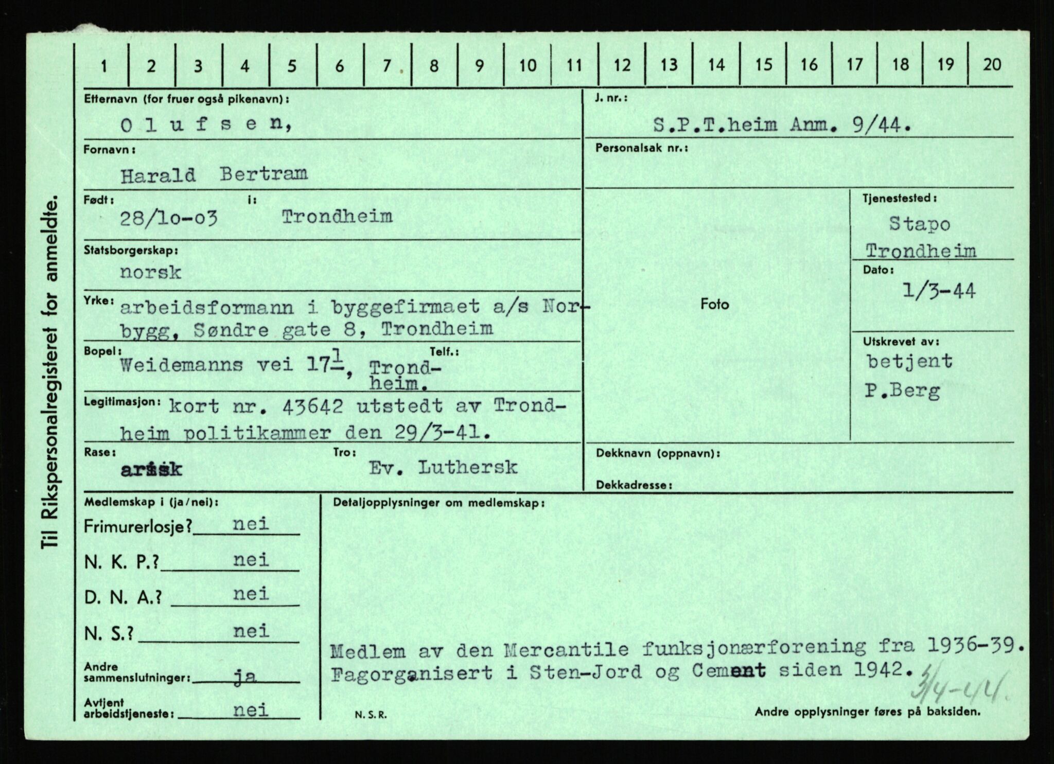 Statspolitiet - Hovedkontoret / Osloavdelingen, AV/RA-S-1329/C/Ca/L0012: Oanæs - Quistgaard	, 1943-1945, s. 2009