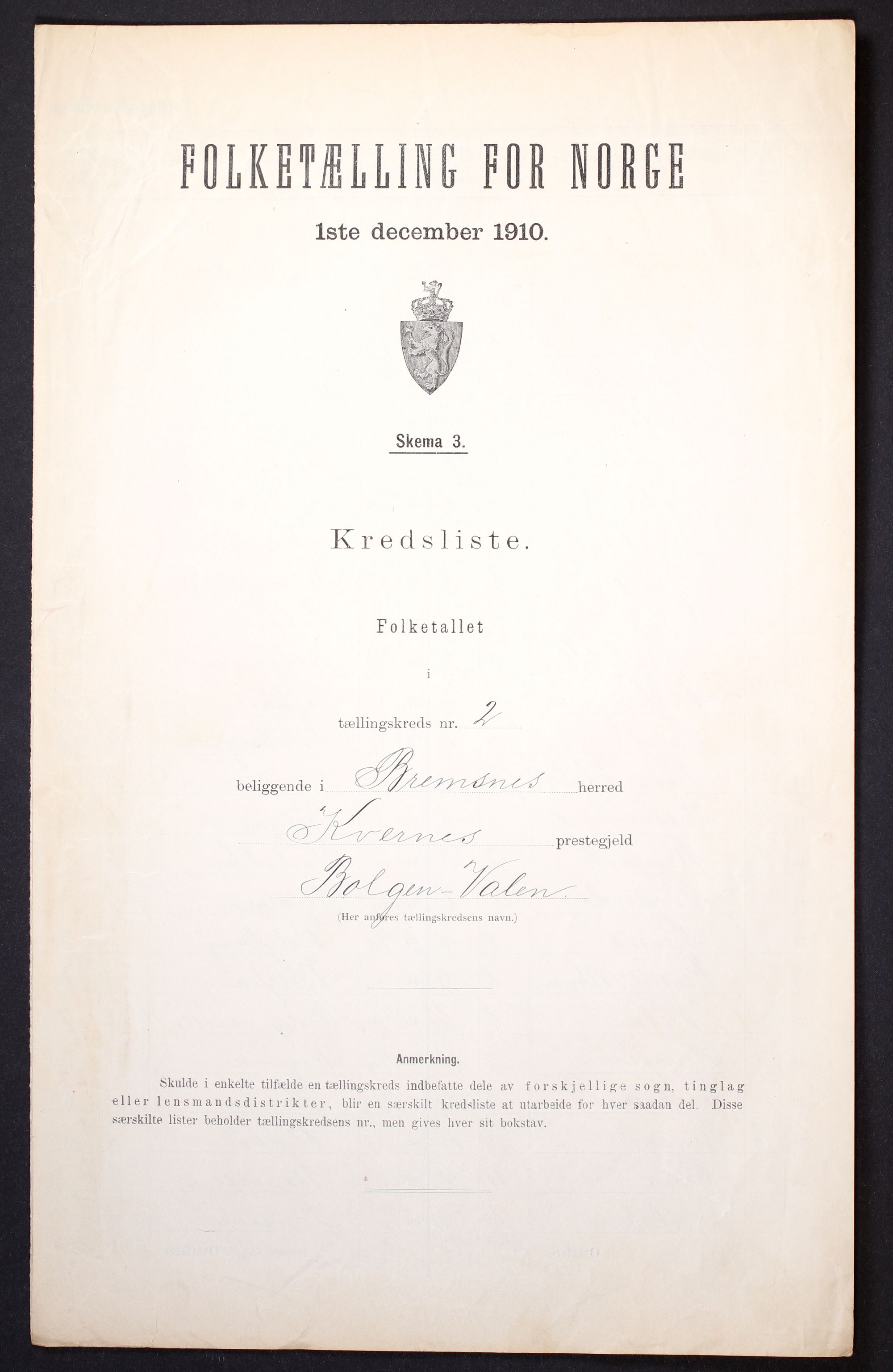 RA, Folketelling 1910 for 1554 Bremsnes herred, 1910, s. 7