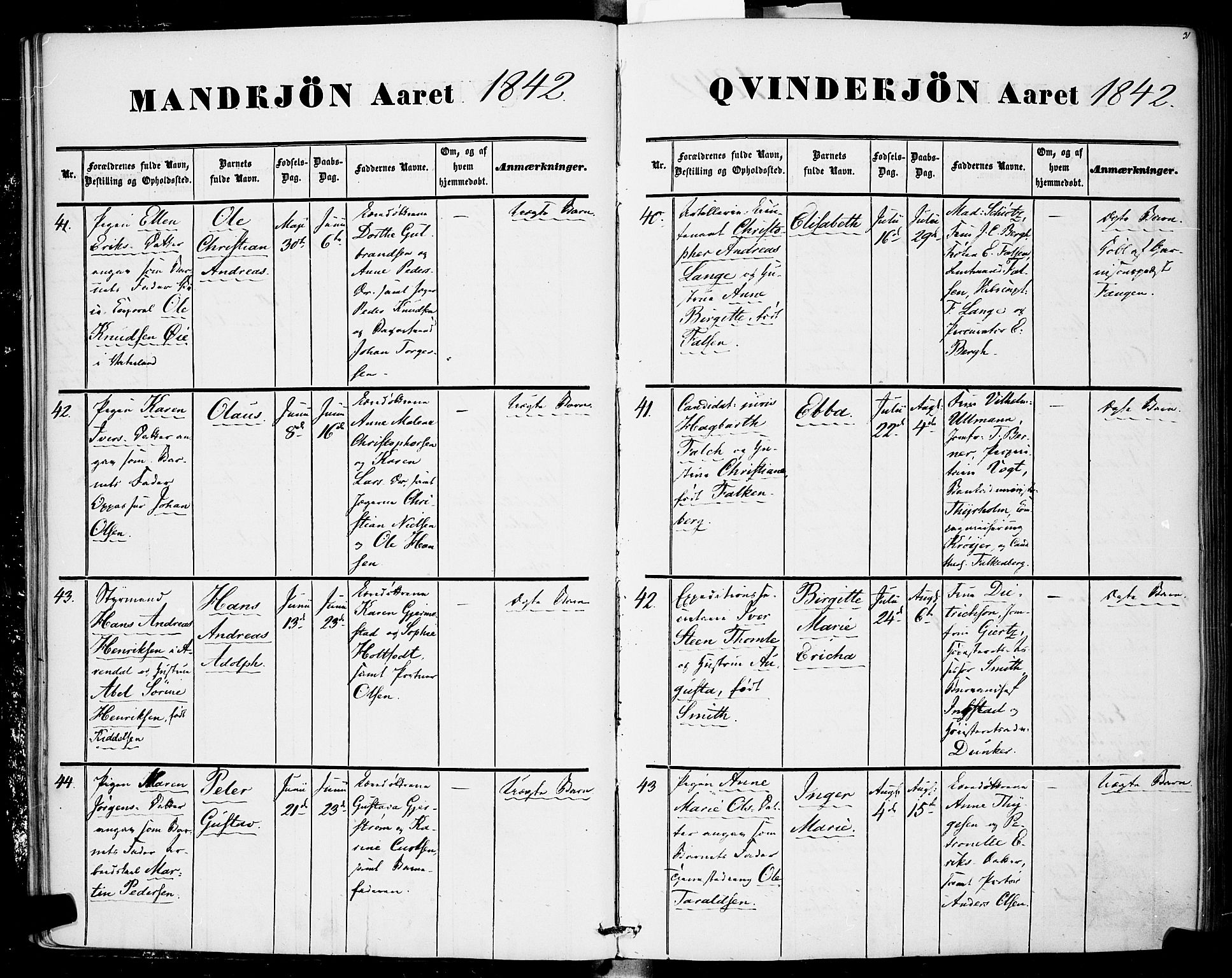 Rikshospitalet prestekontor Kirkebøker, SAO/A-10309b/F/L0003: Ministerialbok nr. 3, 1841-1853, s. 31
