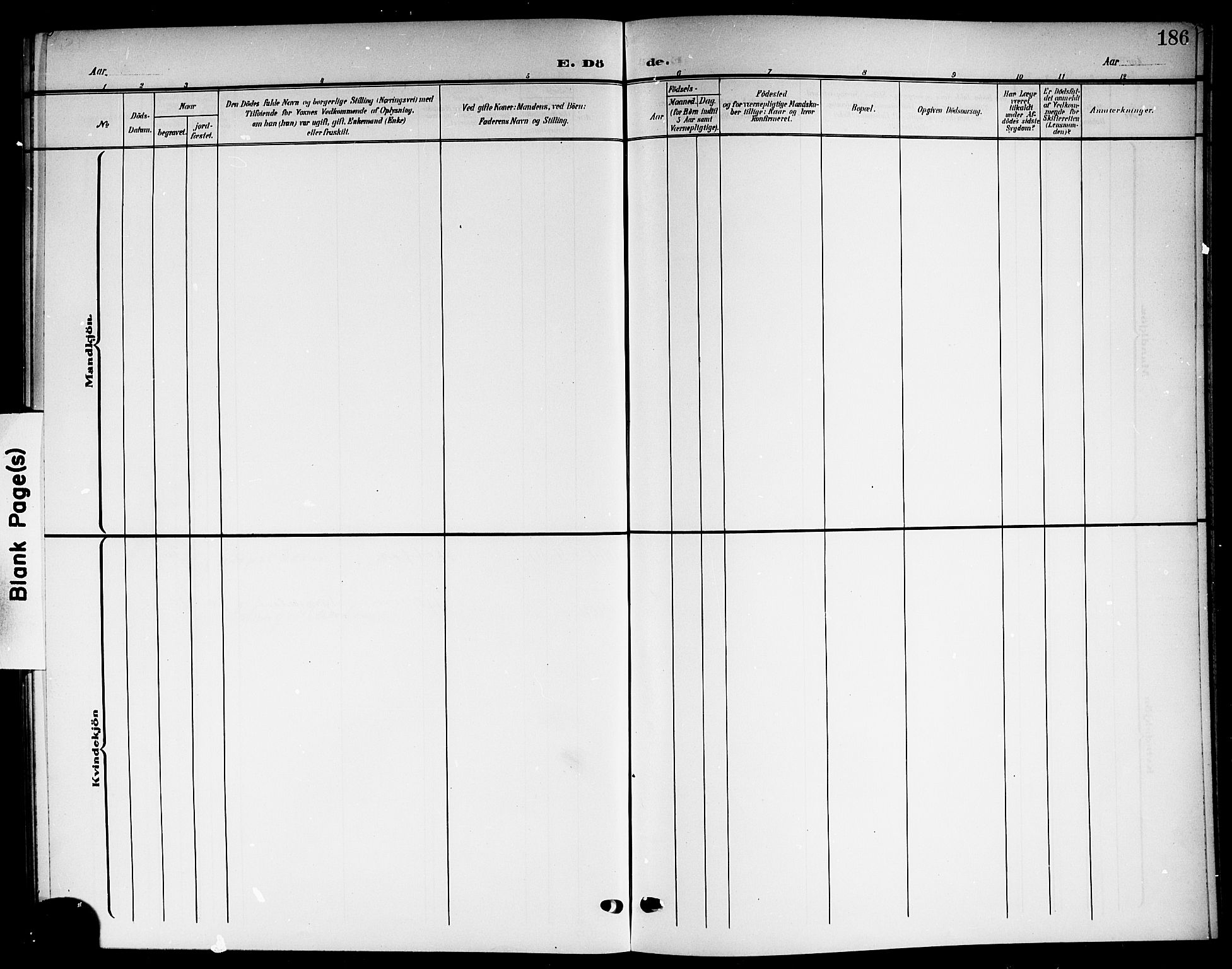 Solum kirkebøker, SAKO/A-306/G/Gb/L0005: Klokkerbok nr. II 5, 1905-1914, s. 186