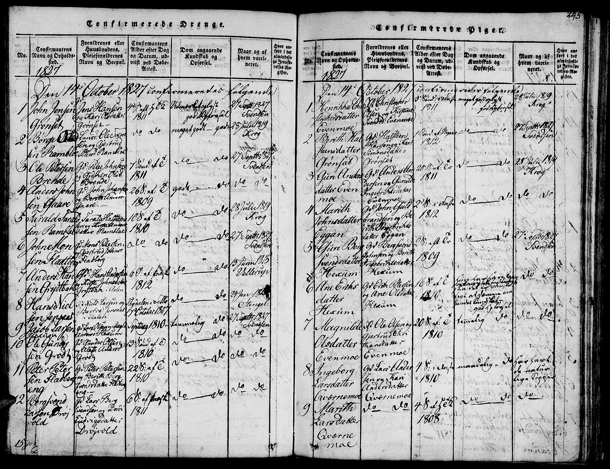 Ministerialprotokoller, klokkerbøker og fødselsregistre - Sør-Trøndelag, AV/SAT-A-1456/685/L0954: Ministerialbok nr. 685A03 /1, 1817-1829, s. 245
