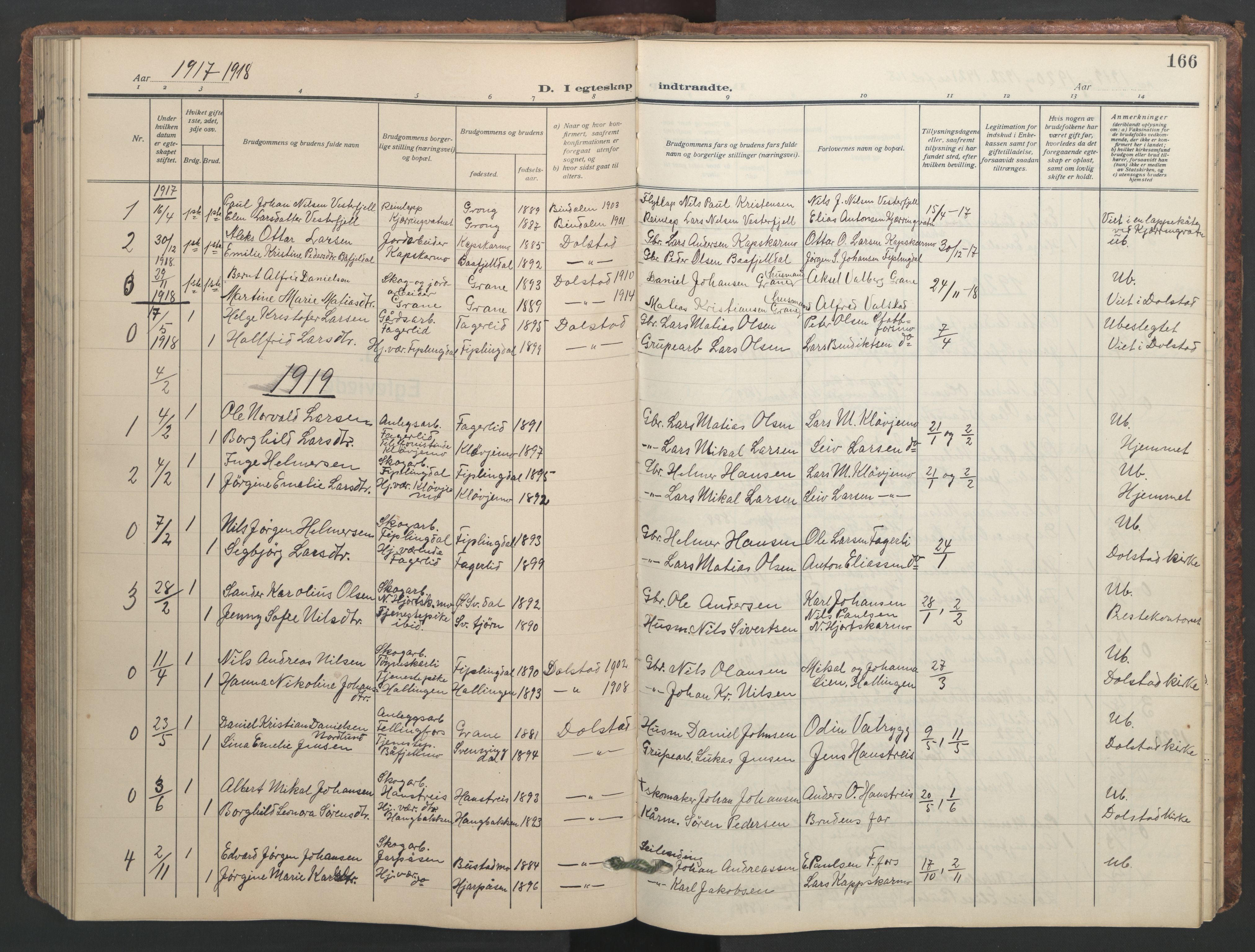 Ministerialprotokoller, klokkerbøker og fødselsregistre - Nordland, AV/SAT-A-1459/824/L0341: Klokkerbok nr. 824C01, 1916-1957, s. 166