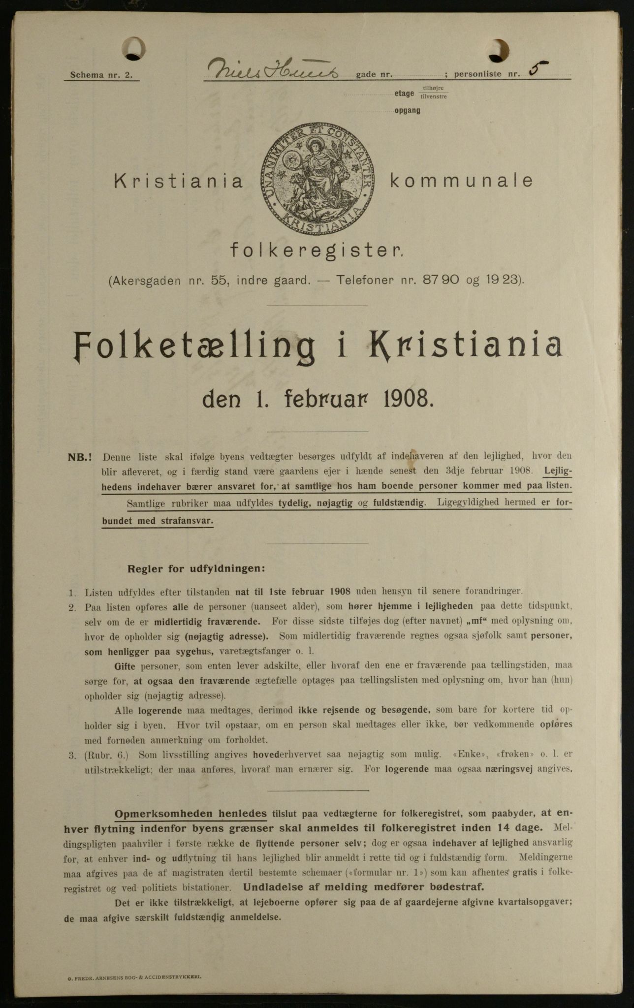 OBA, Kommunal folketelling 1.2.1908 for Kristiania kjøpstad, 1908, s. 63663