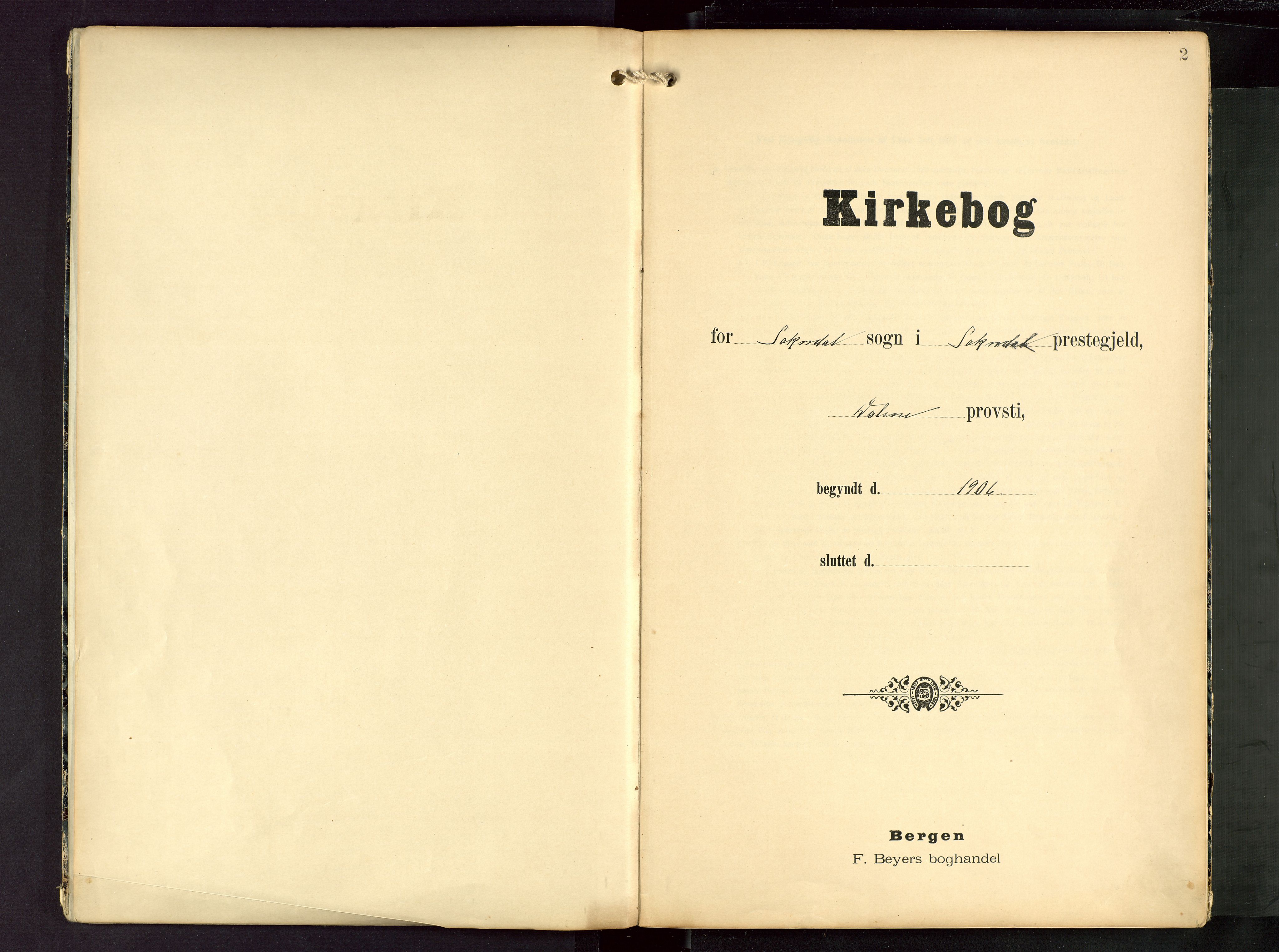 Sokndal sokneprestkontor, SAST/A-101808: Ministerialbok nr. A 13, 1905-1945, s. 2
