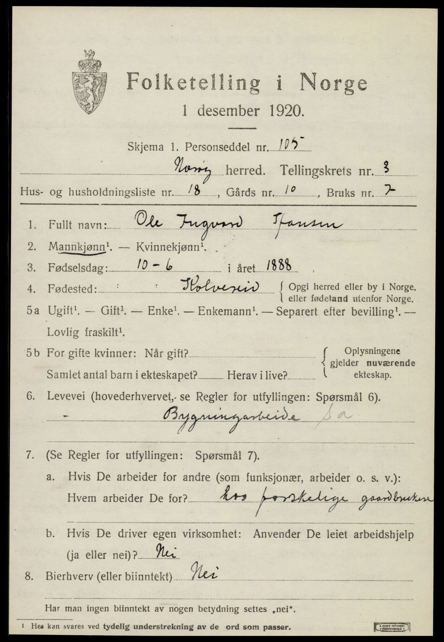 SAT, Folketelling 1920 for 1751 Nærøy herred, 1920, s. 1729