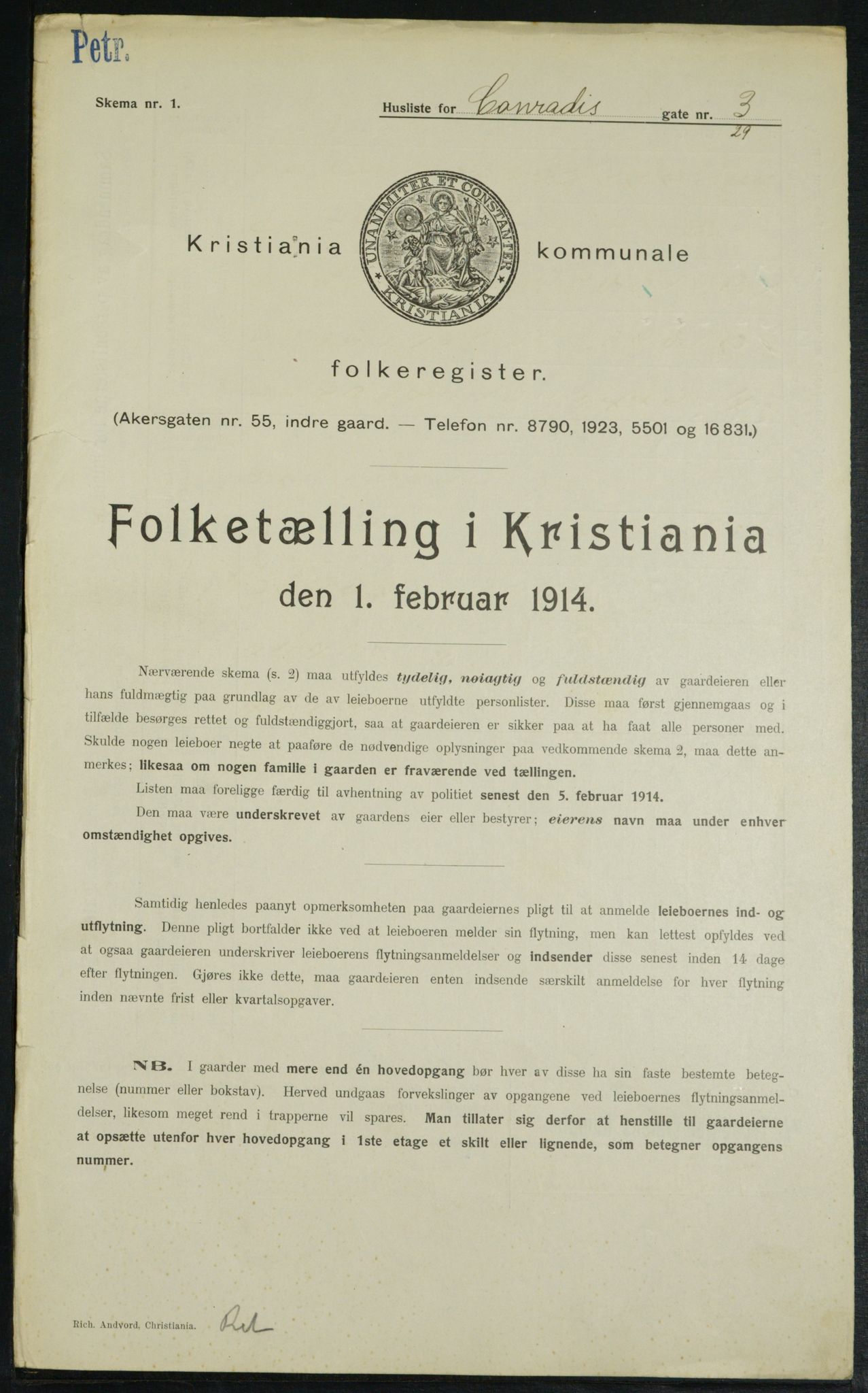 OBA, Kommunal folketelling 1.2.1914 for Kristiania, 1914, s. 13539