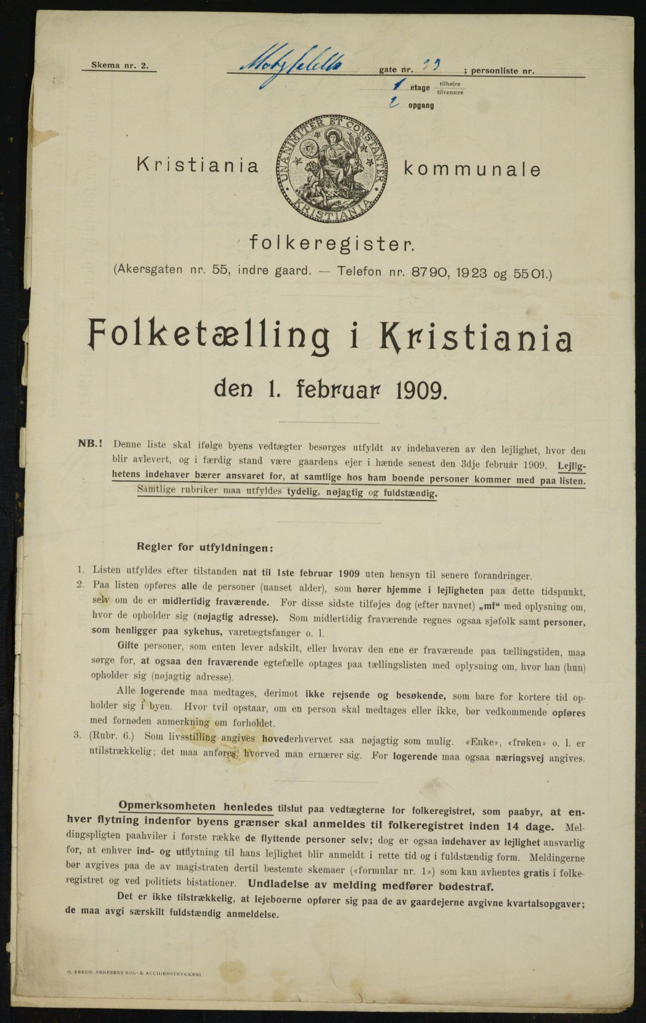 OBA, Kommunal folketelling 1.2.1909 for Kristiania kjøpstad, 1909, s. 60319