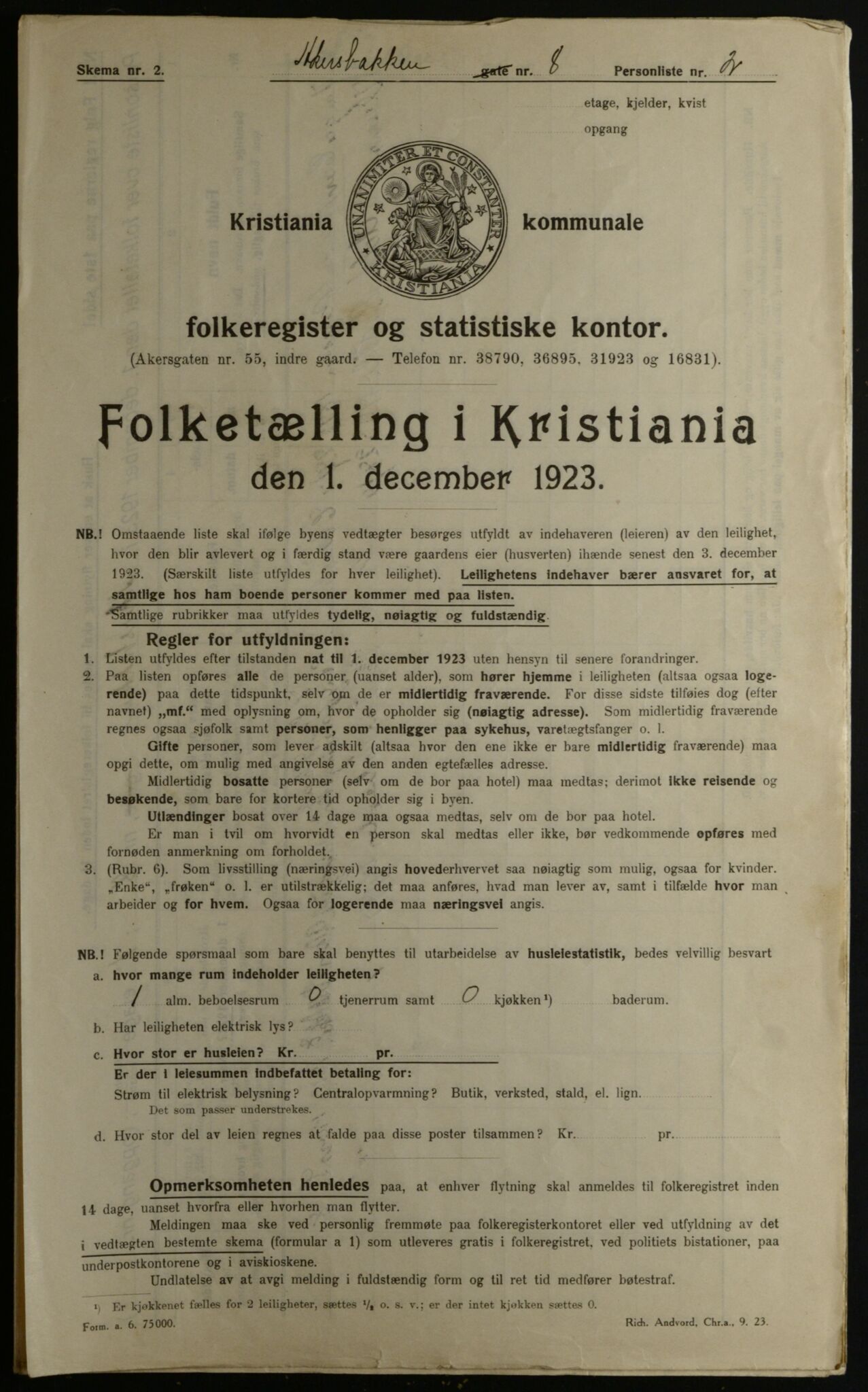 OBA, Kommunal folketelling 1.12.1923 for Kristiania, 1923, s. 372