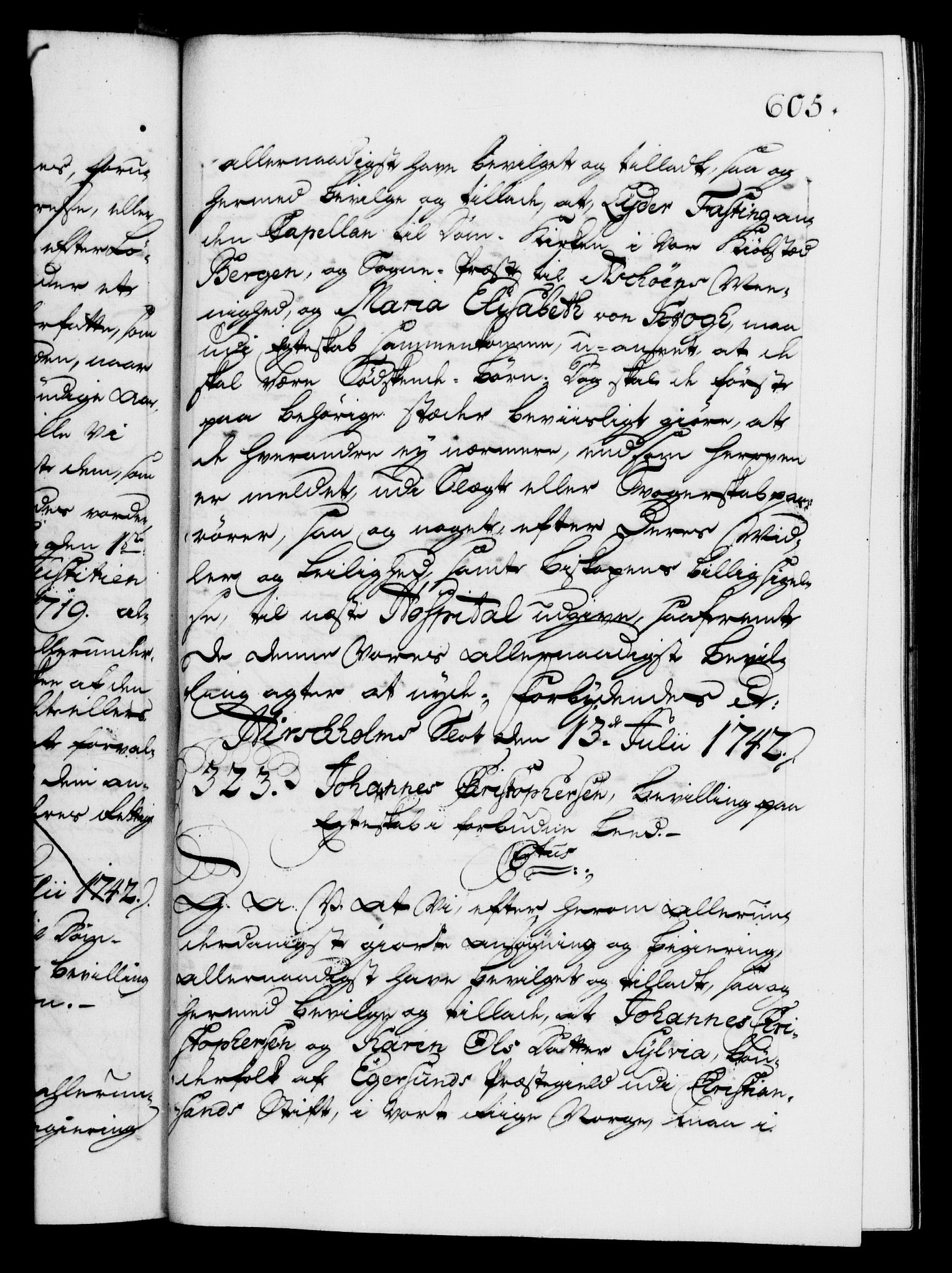 Danske Kanselli 1572-1799, AV/RA-EA-3023/F/Fc/Fca/Fcaa/L0032: Norske registre, 1741-1742, s. 605a