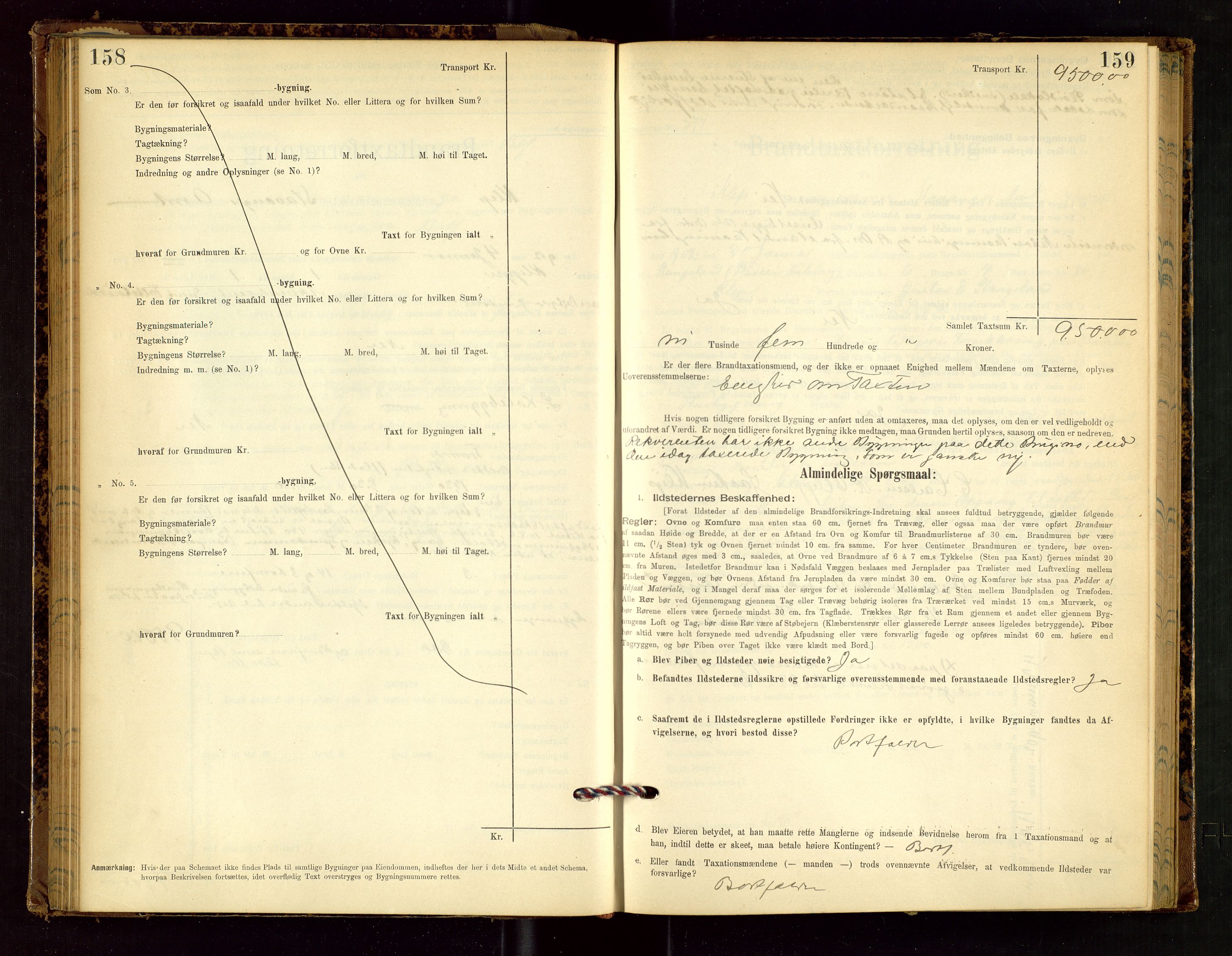Klepp lensmannskontor, SAST/A-100163/Goc/L0002: "Brandtaxationsprotokol" m/register, 1898-1902, s. 158-159