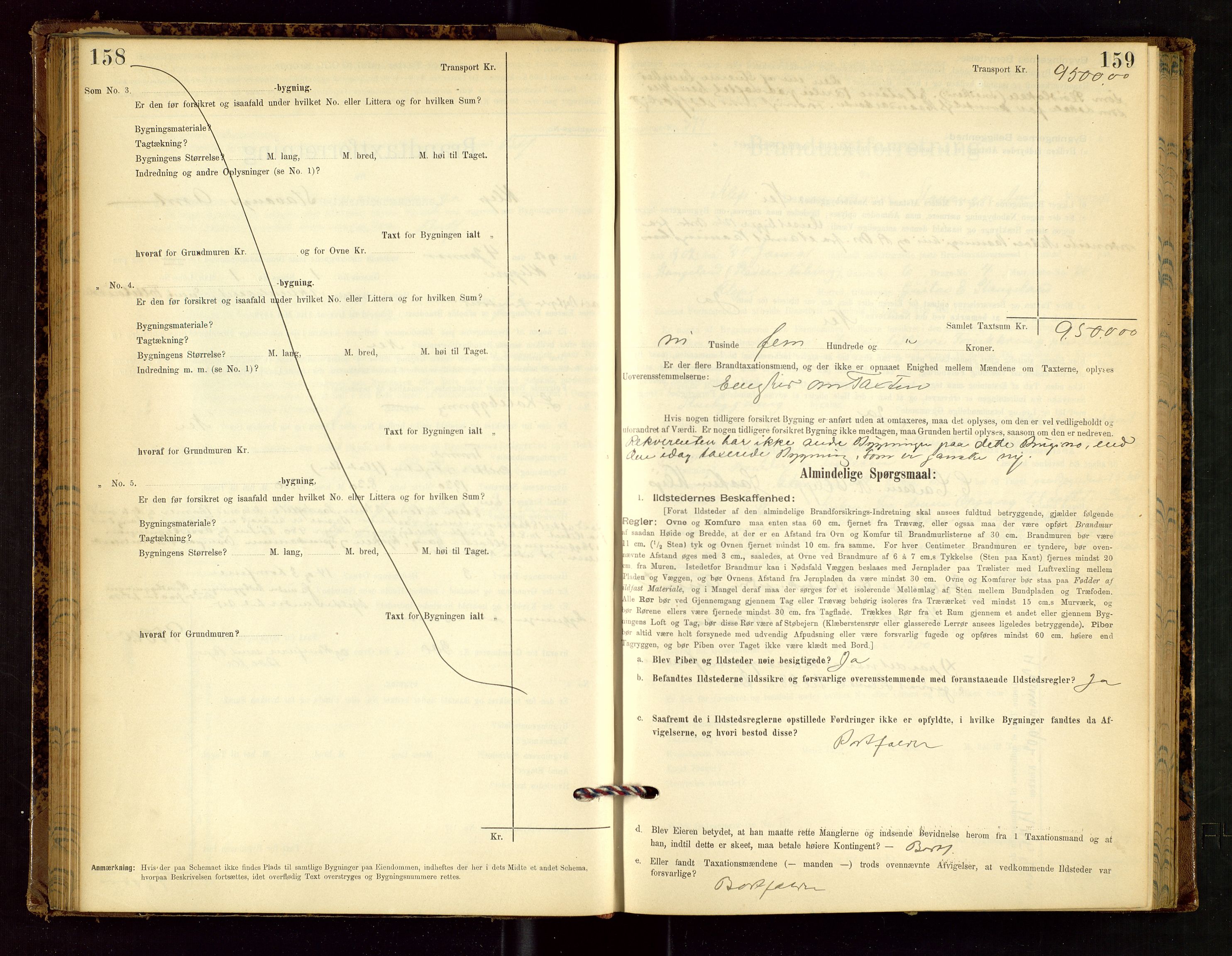 Klepp lensmannskontor, AV/SAST-A-100163/Goc/L0002: "Brandtaxationsprotokol" m/register, 1898-1902, s. 158-159