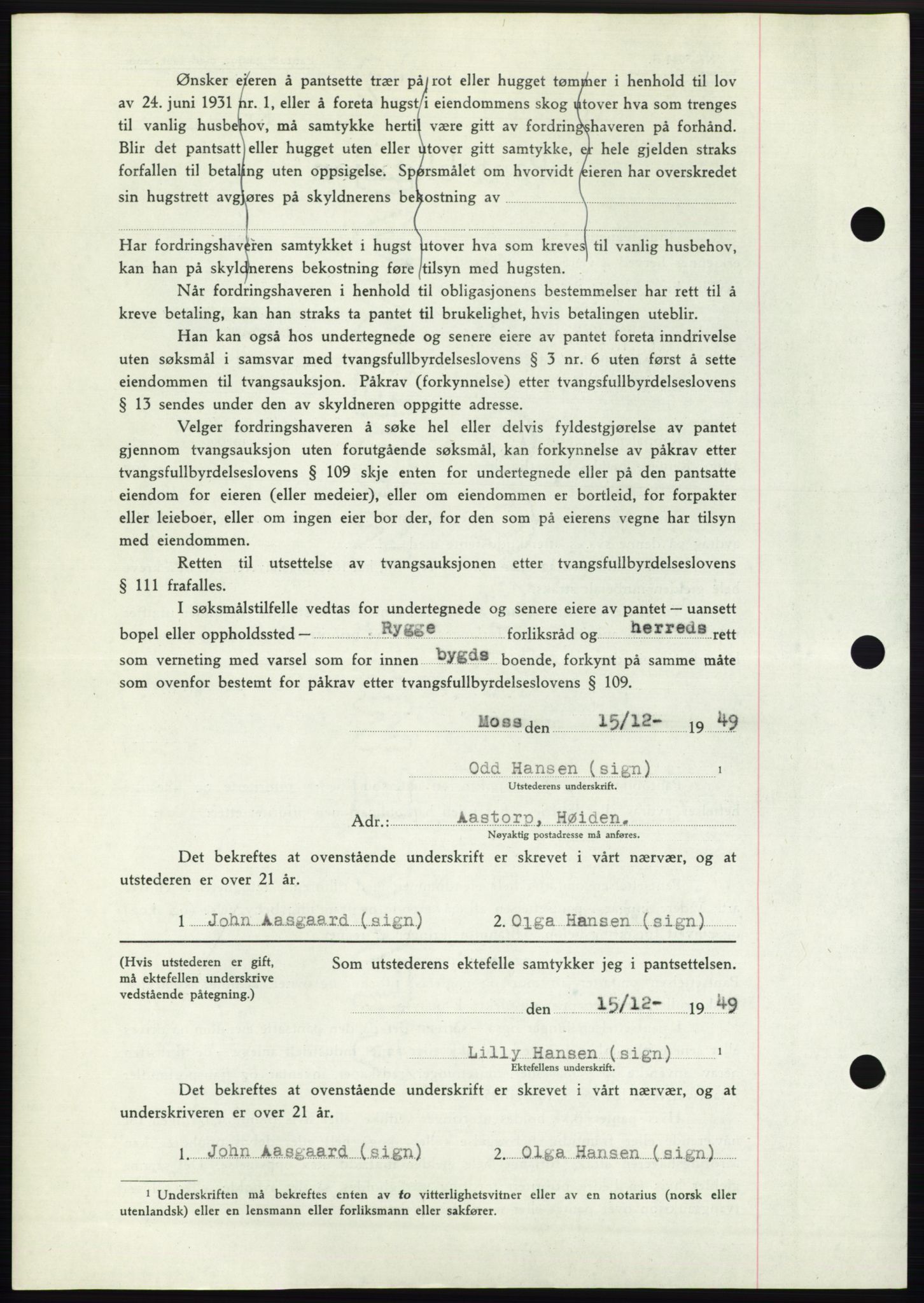 Moss sorenskriveri, SAO/A-10168: Pantebok nr. B23, 1949-1950, Dagboknr: 3979/1949