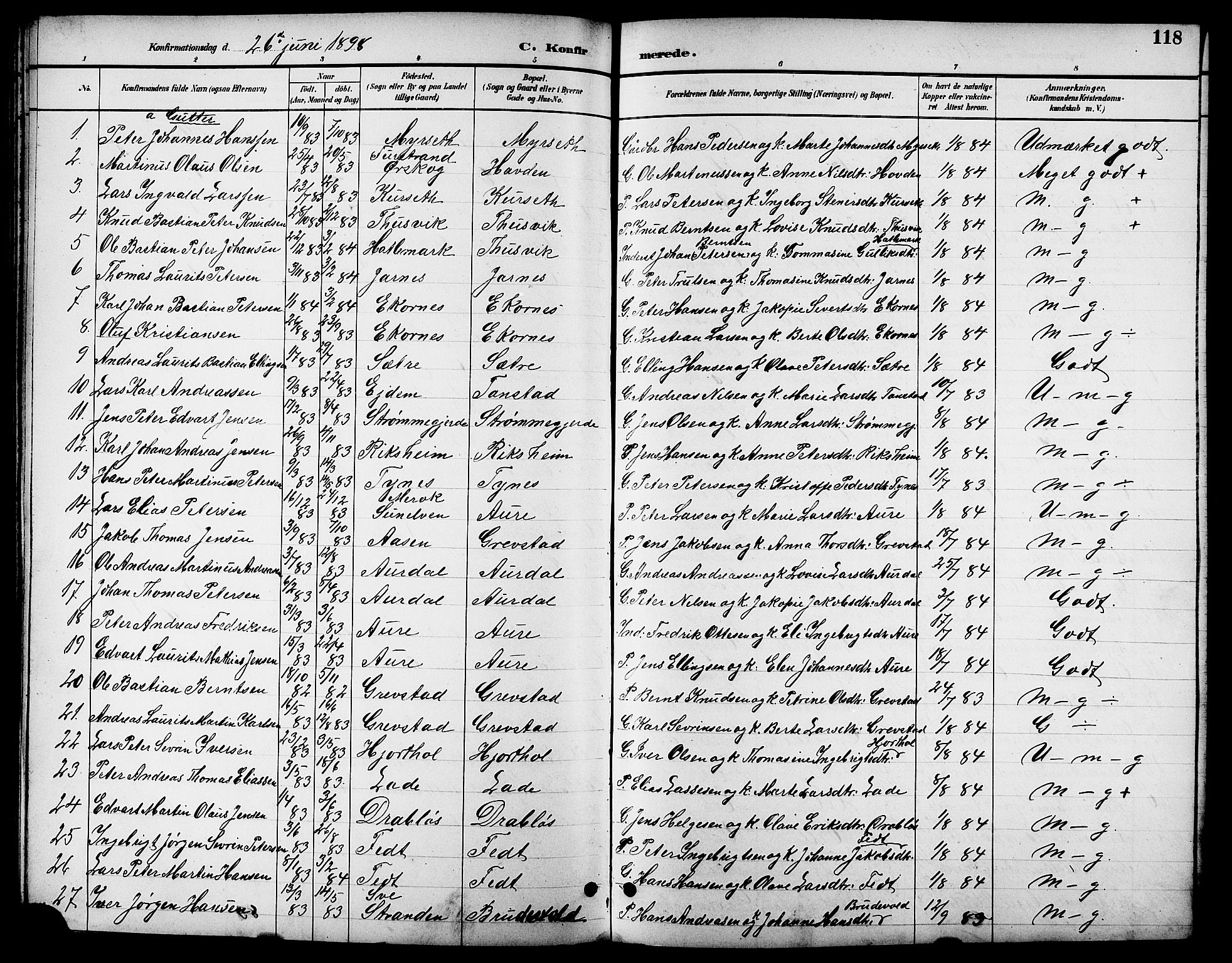 Ministerialprotokoller, klokkerbøker og fødselsregistre - Møre og Romsdal, AV/SAT-A-1454/523/L0340: Klokkerbok nr. 523C03, 1892-1902, s. 118