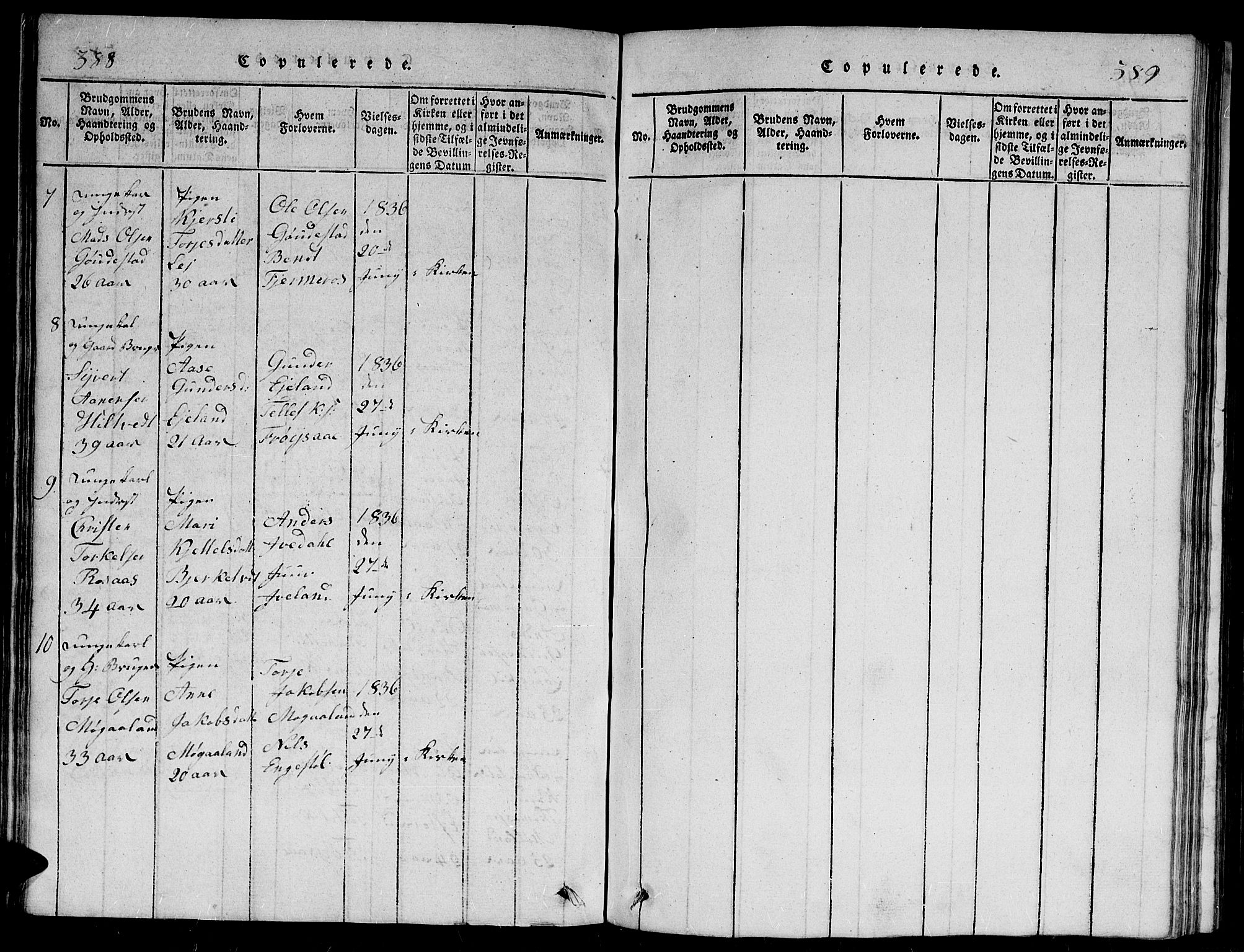 Evje sokneprestkontor, AV/SAK-1111-0008/F/Fb/Fbc/L0001: Klokkerbok nr. B 1, 1816-1836, s. 388-389