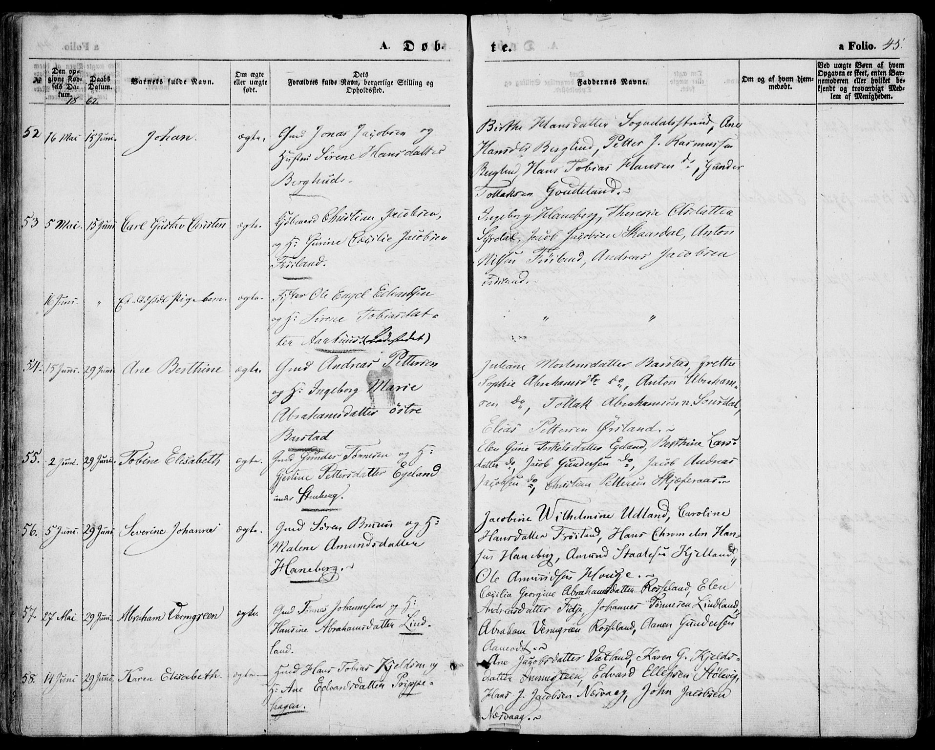 Sokndal sokneprestkontor, AV/SAST-A-101808: Ministerialbok nr. A 9, 1857-1874, s. 45
