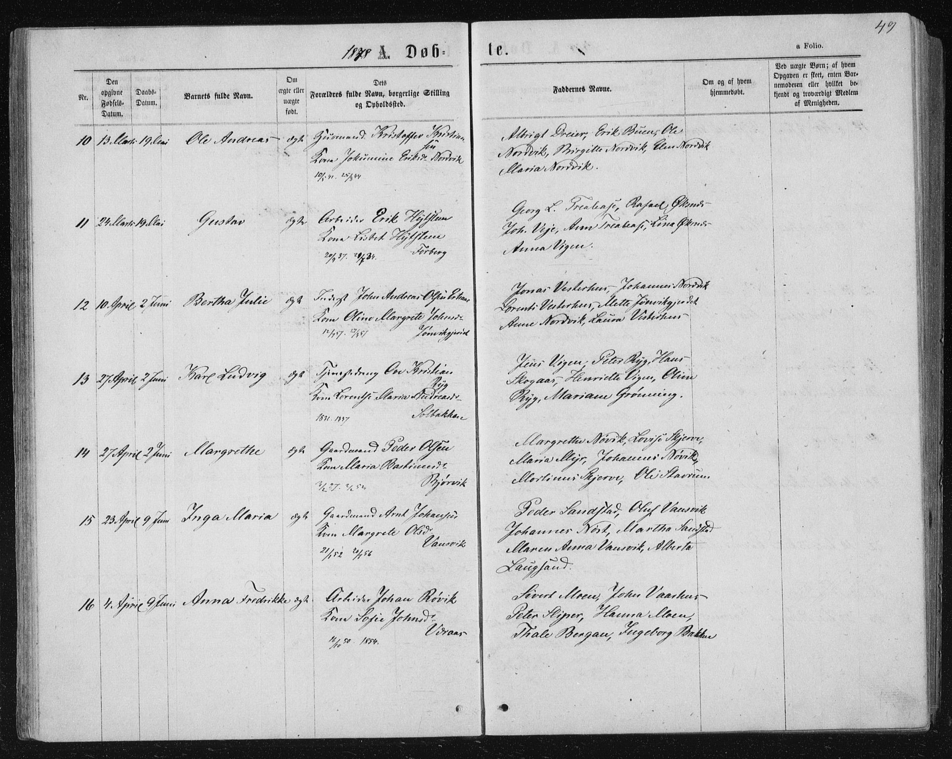 Ministerialprotokoller, klokkerbøker og fødselsregistre - Nord-Trøndelag, AV/SAT-A-1458/722/L0219: Ministerialbok nr. 722A06, 1868-1880, s. 49