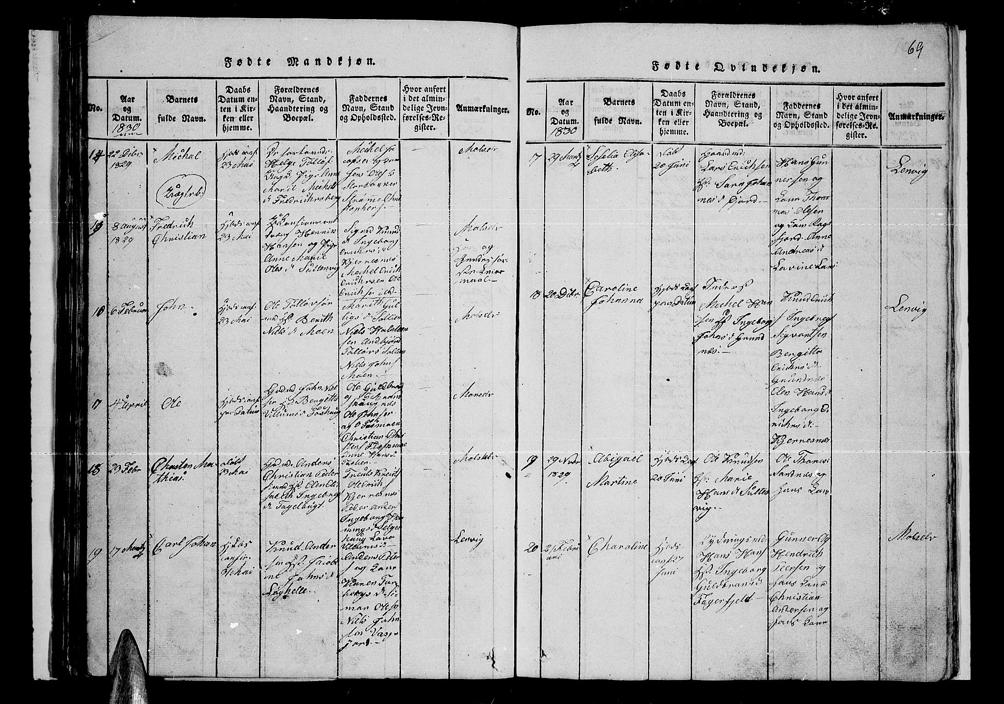 Lenvik sokneprestembete, SATØ/S-1310/H/Ha/Hab/L0001klokker: Klokkerbok nr. 1, 1822-1837, s. 69