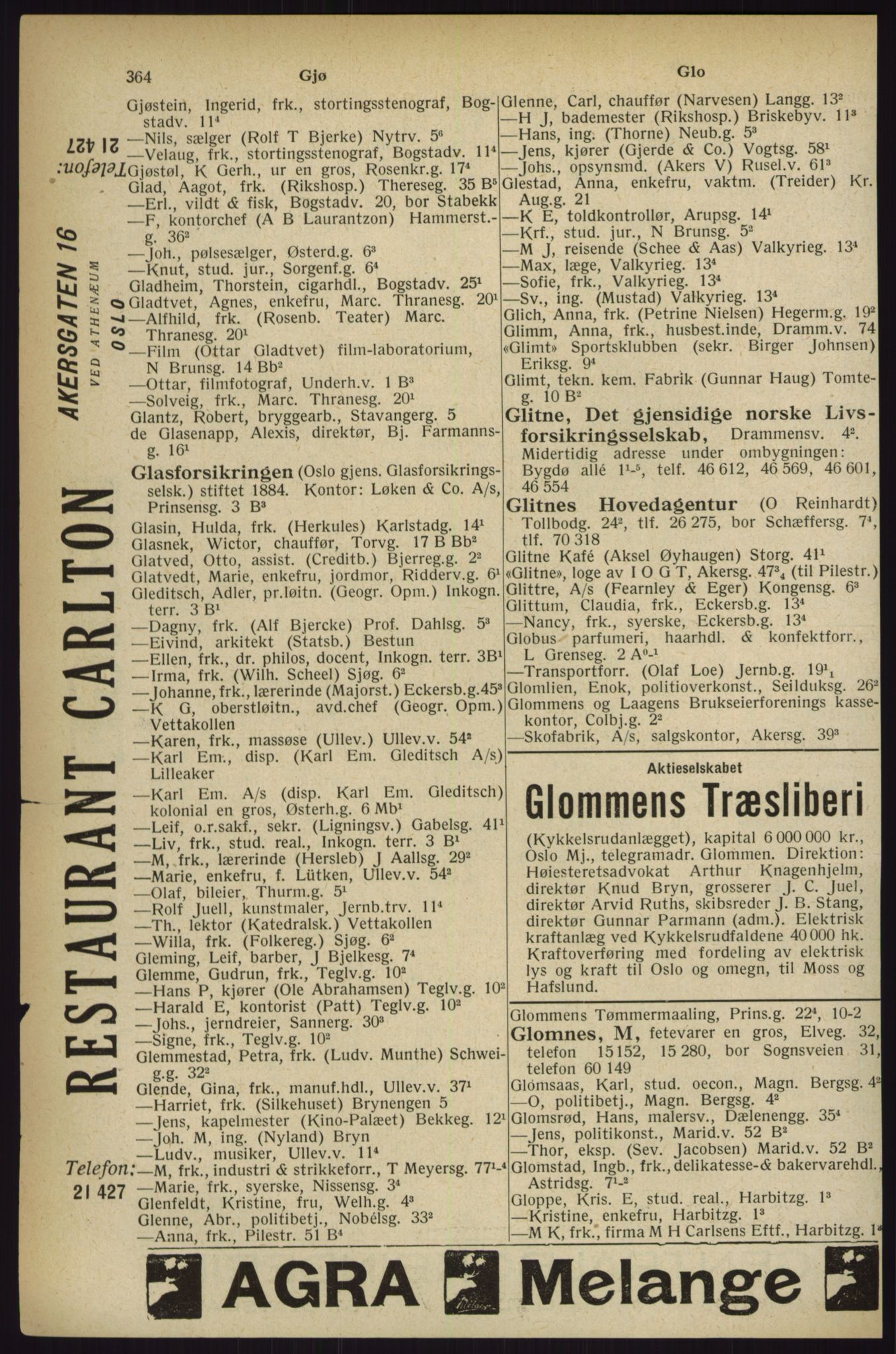 Kristiania/Oslo adressebok, PUBL/-, 1927, s. 364