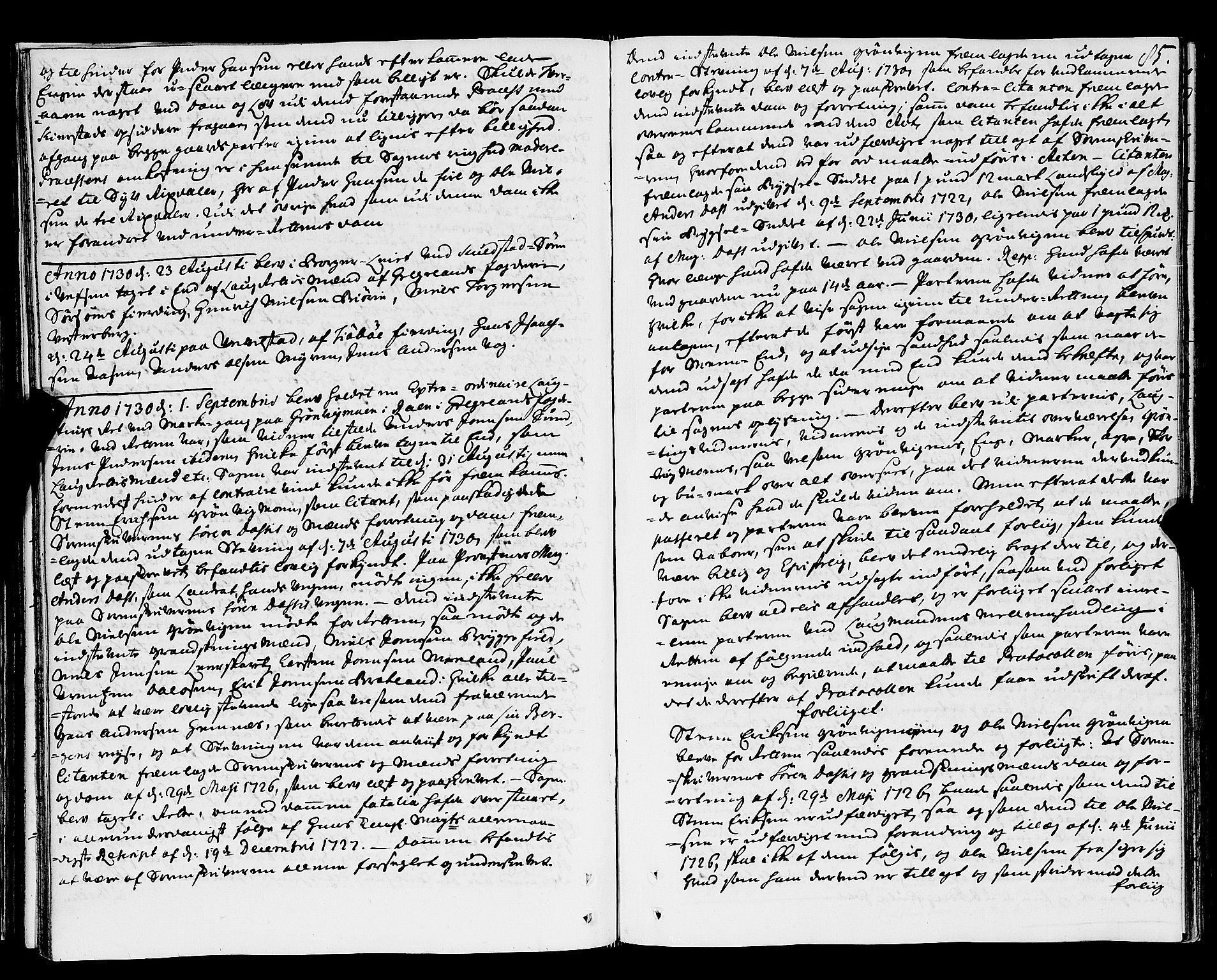 Nordland og Finnmarks lagstol, AV/SAT-A-5608/X/L0006: Justisprotokoll, 1730-1740, s. 84b-85a