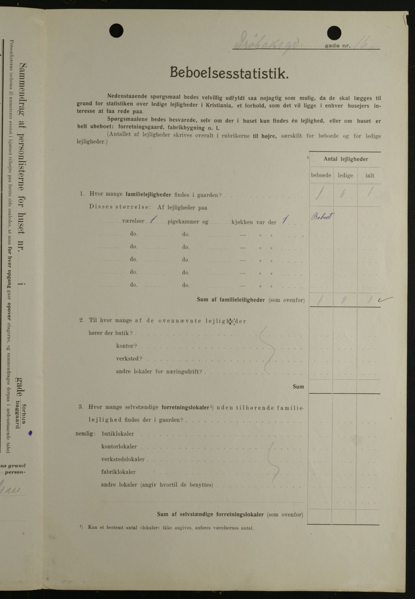 OBA, Kommunal folketelling 1.2.1908 for Kristiania kjøpstad, 1908, s. 16189