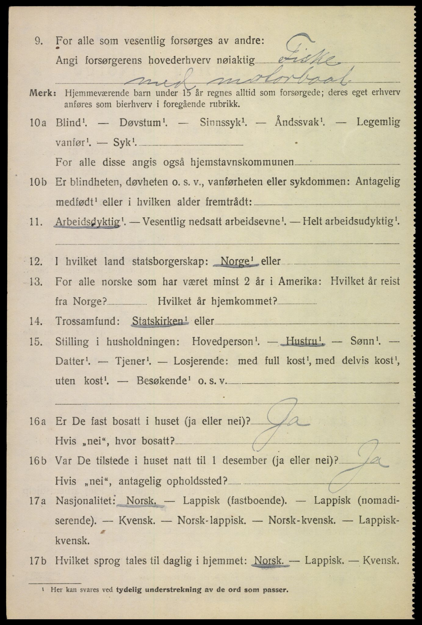 SAT, Folketelling 1920 for 1850 Tysfjord herred, 1920, s. 1860