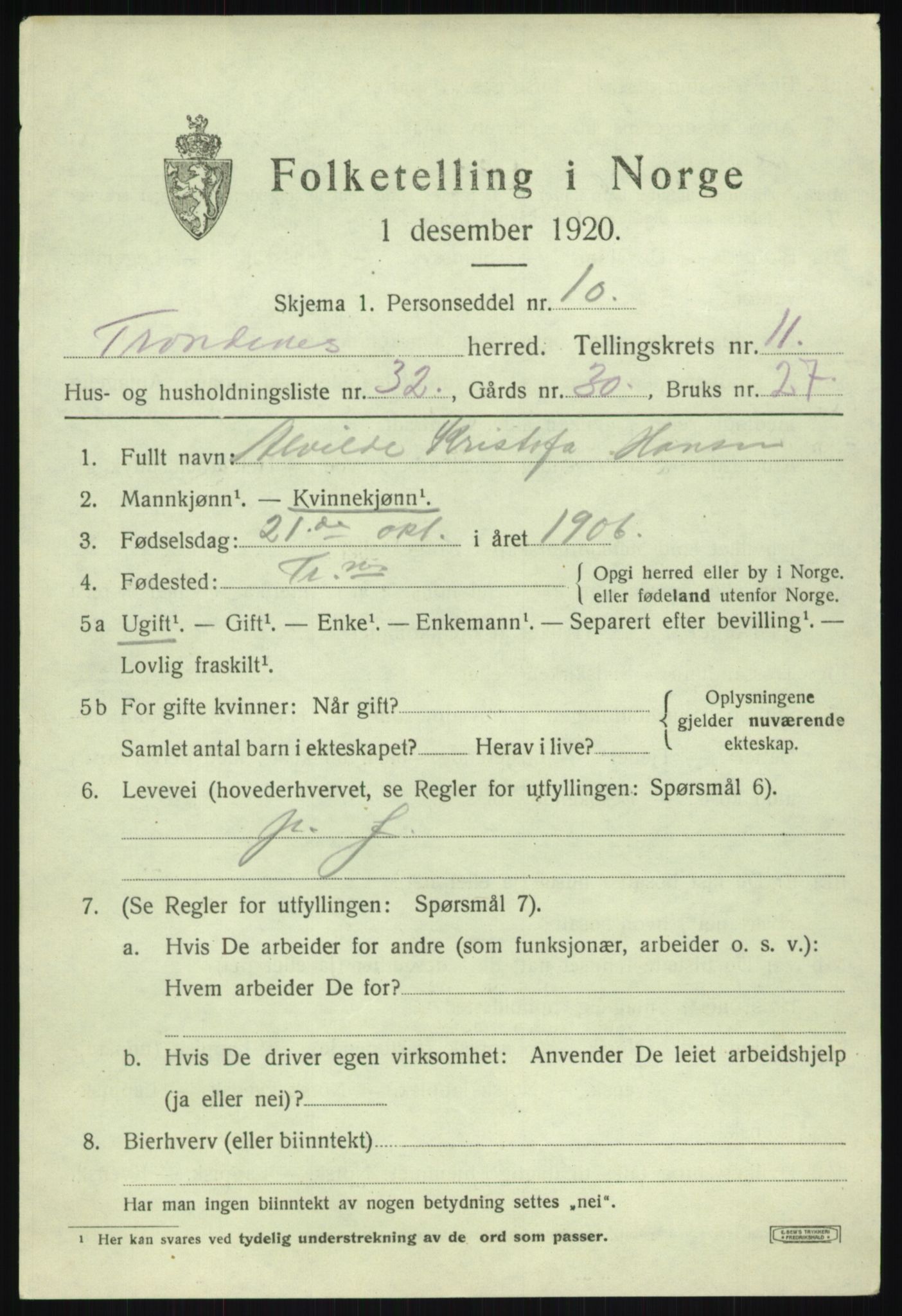 SATØ, Folketelling 1920 for 1914 Trondenes herred, 1920, s. 8741