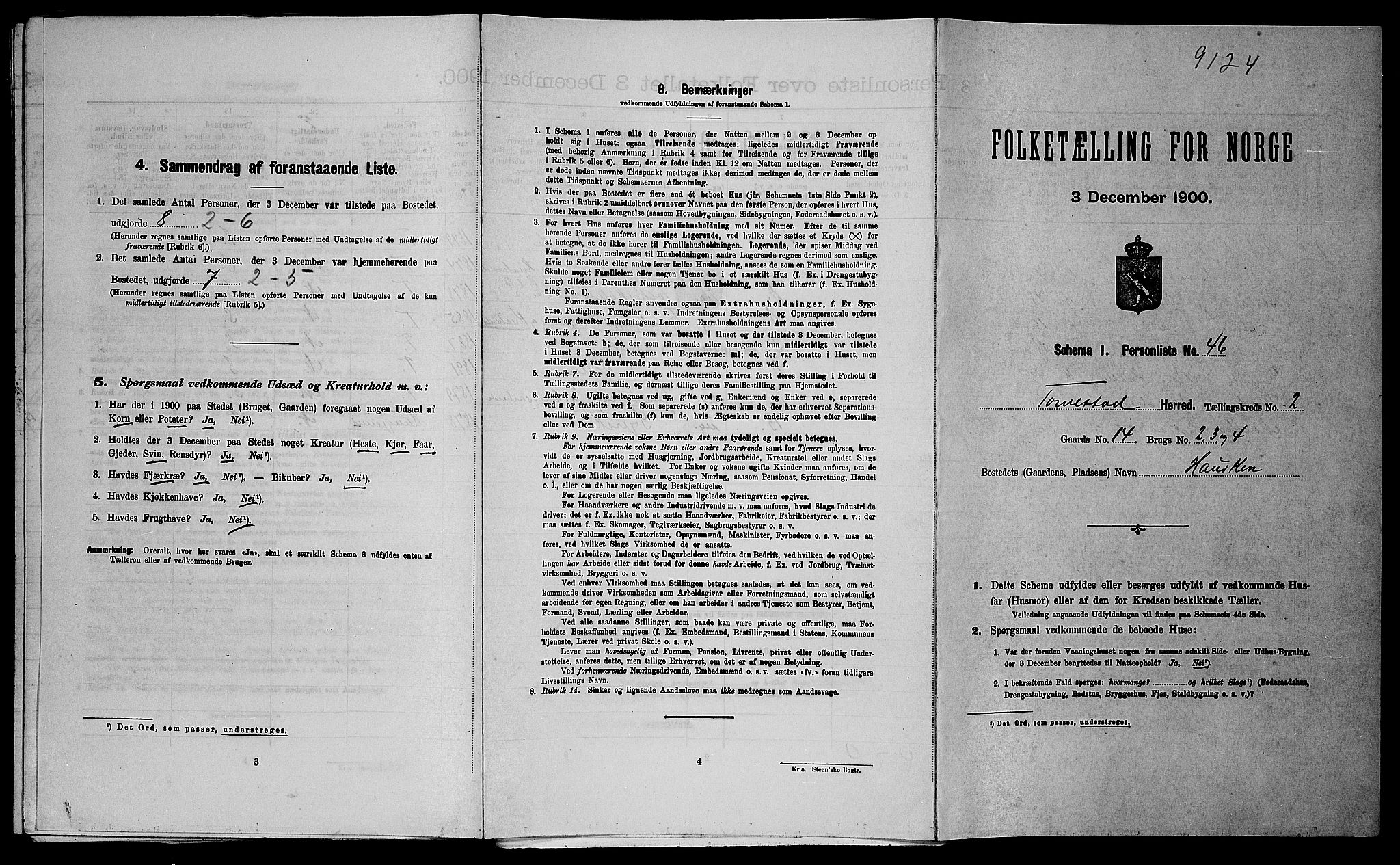 SAST, Folketelling 1900 for 1152 Torvastad herred, 1900, s. 333