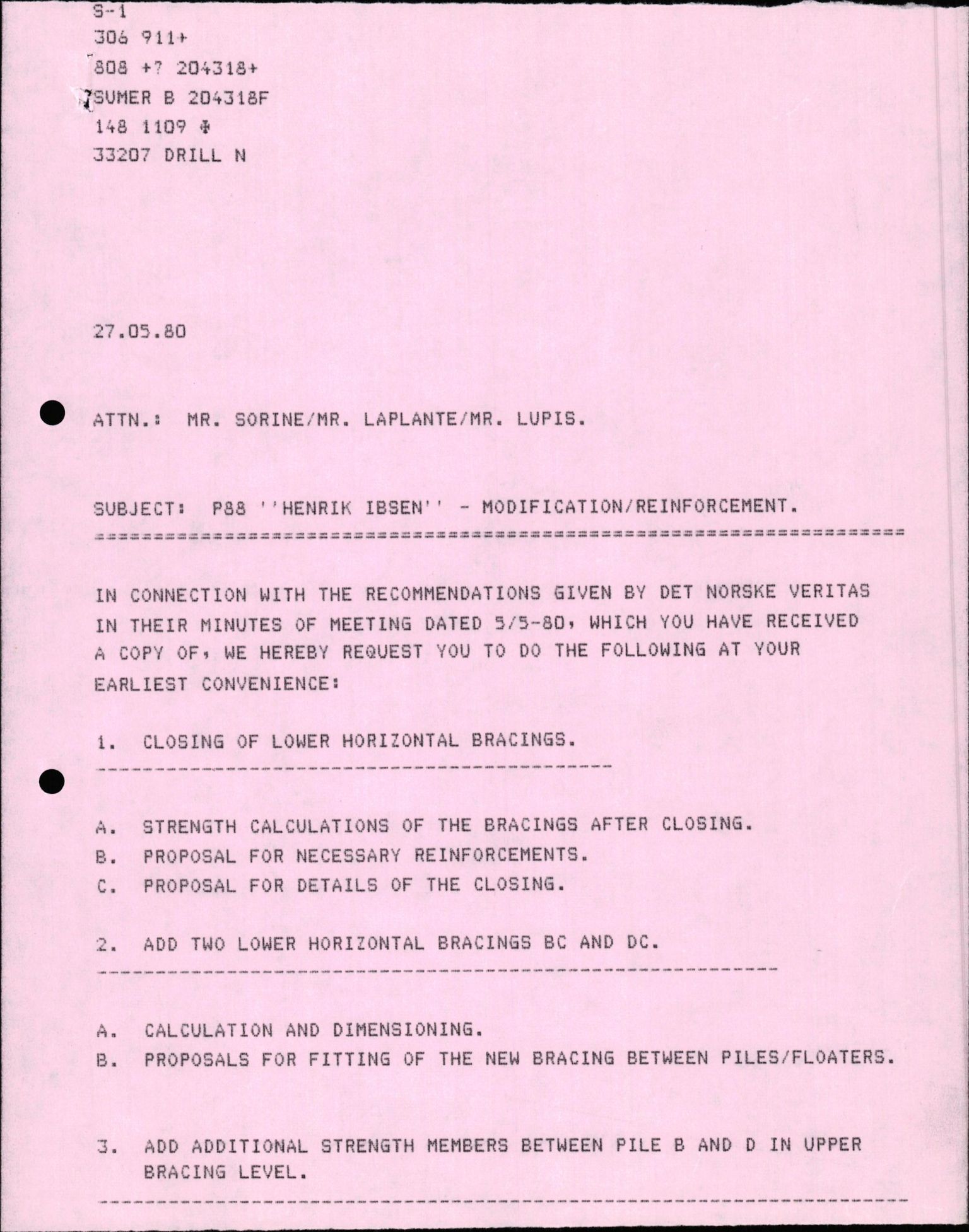 Pa 1503 - Stavanger Drilling AS, AV/SAST-A-101906/2/E/Ec/Eca/L0011: Sak og korrespondanse, 1980-1981