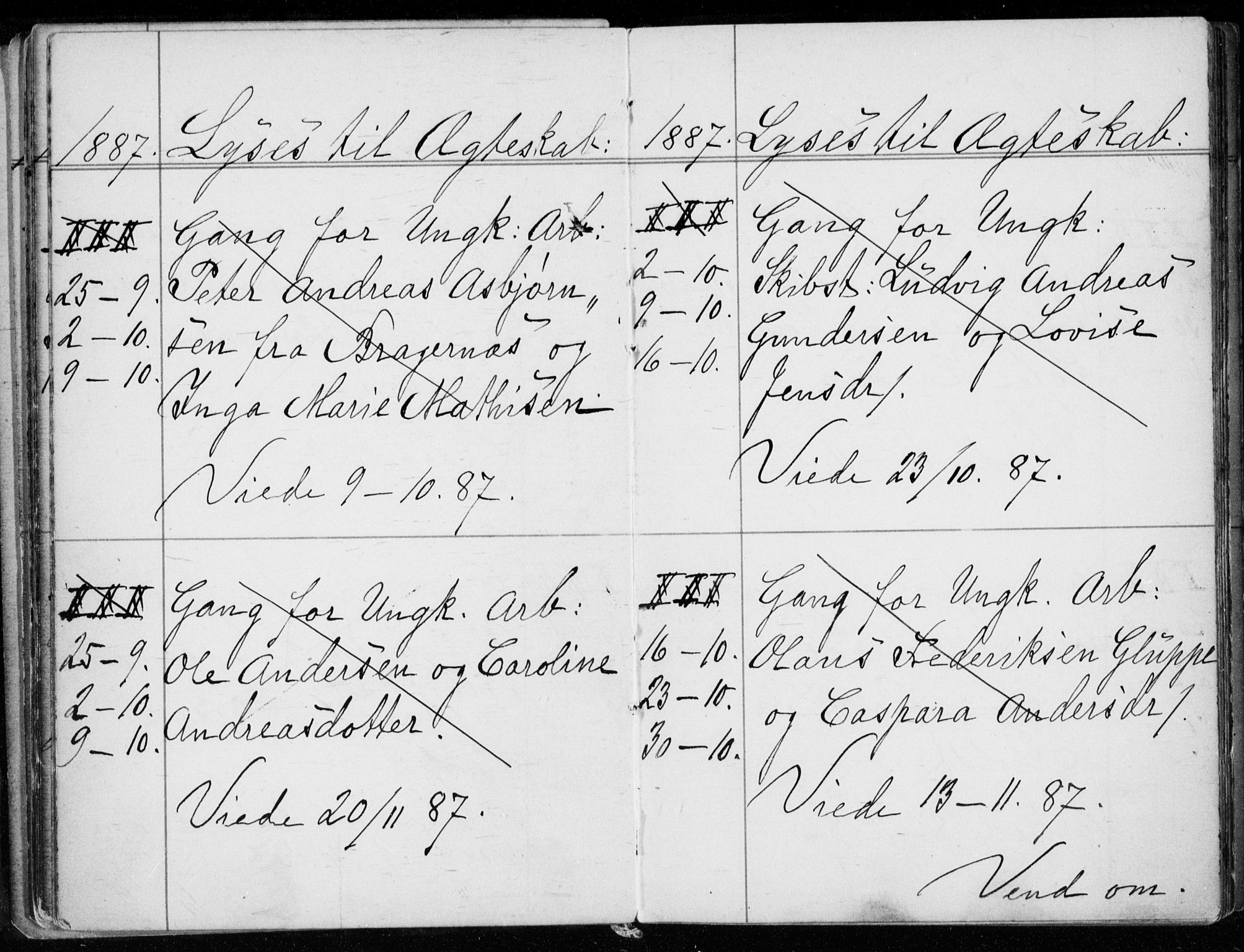 Strømsø kirkebøker, AV/SAKO-A-246/H/Ha/L0007: Lysningsprotokoll nr. 7, 1884-1896