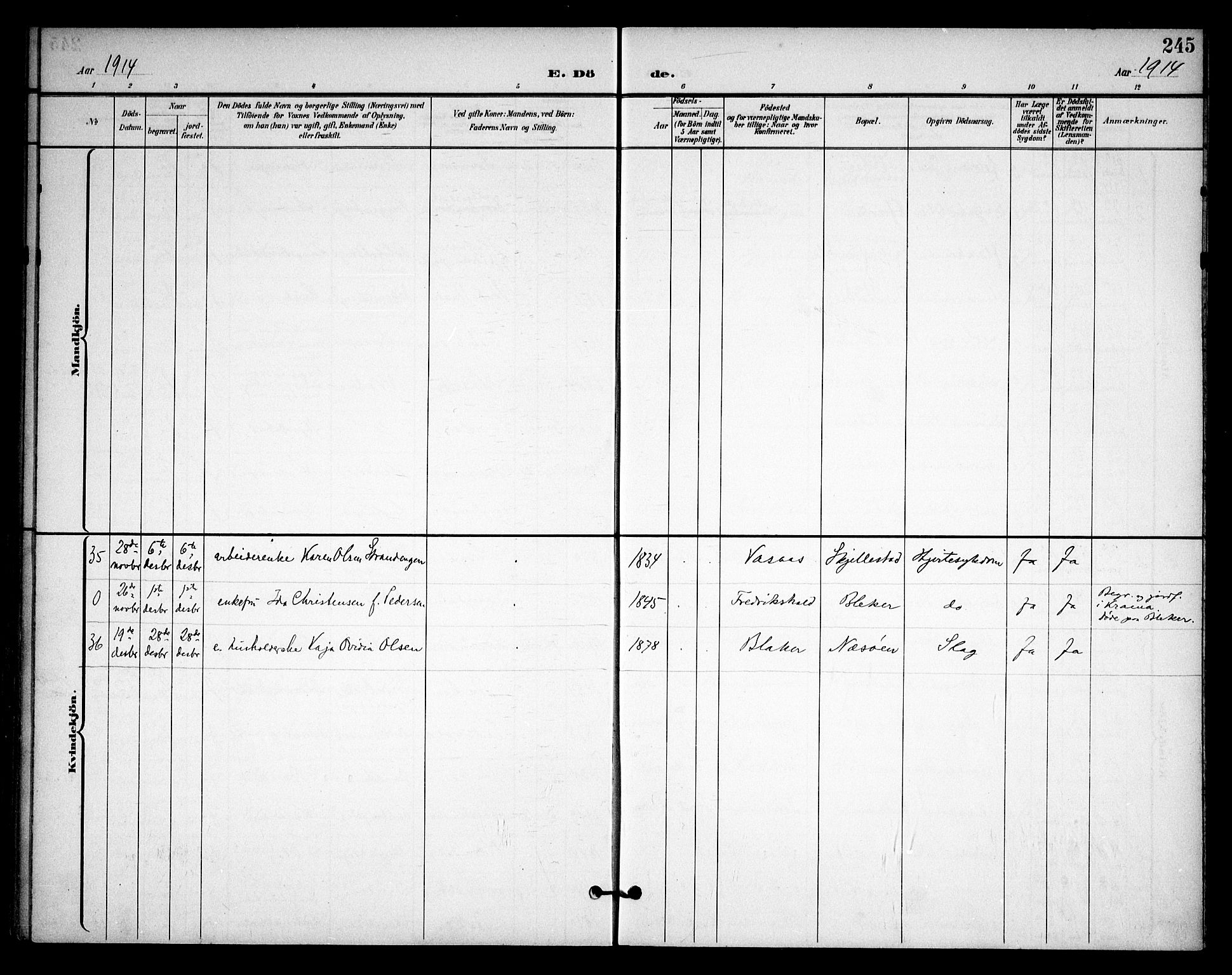 Asker prestekontor Kirkebøker, SAO/A-10256a/F/Fa/L0015: Ministerialbok nr. I 15, 1896-1915, s. 245