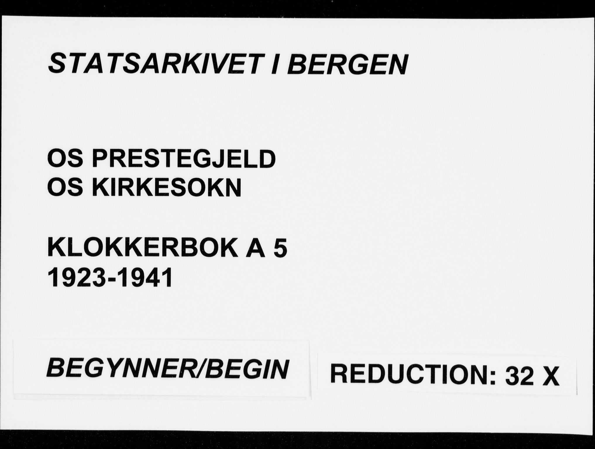 Os sokneprestembete, SAB/A-99929: Klokkerbok nr. A 5, 1923-1941
