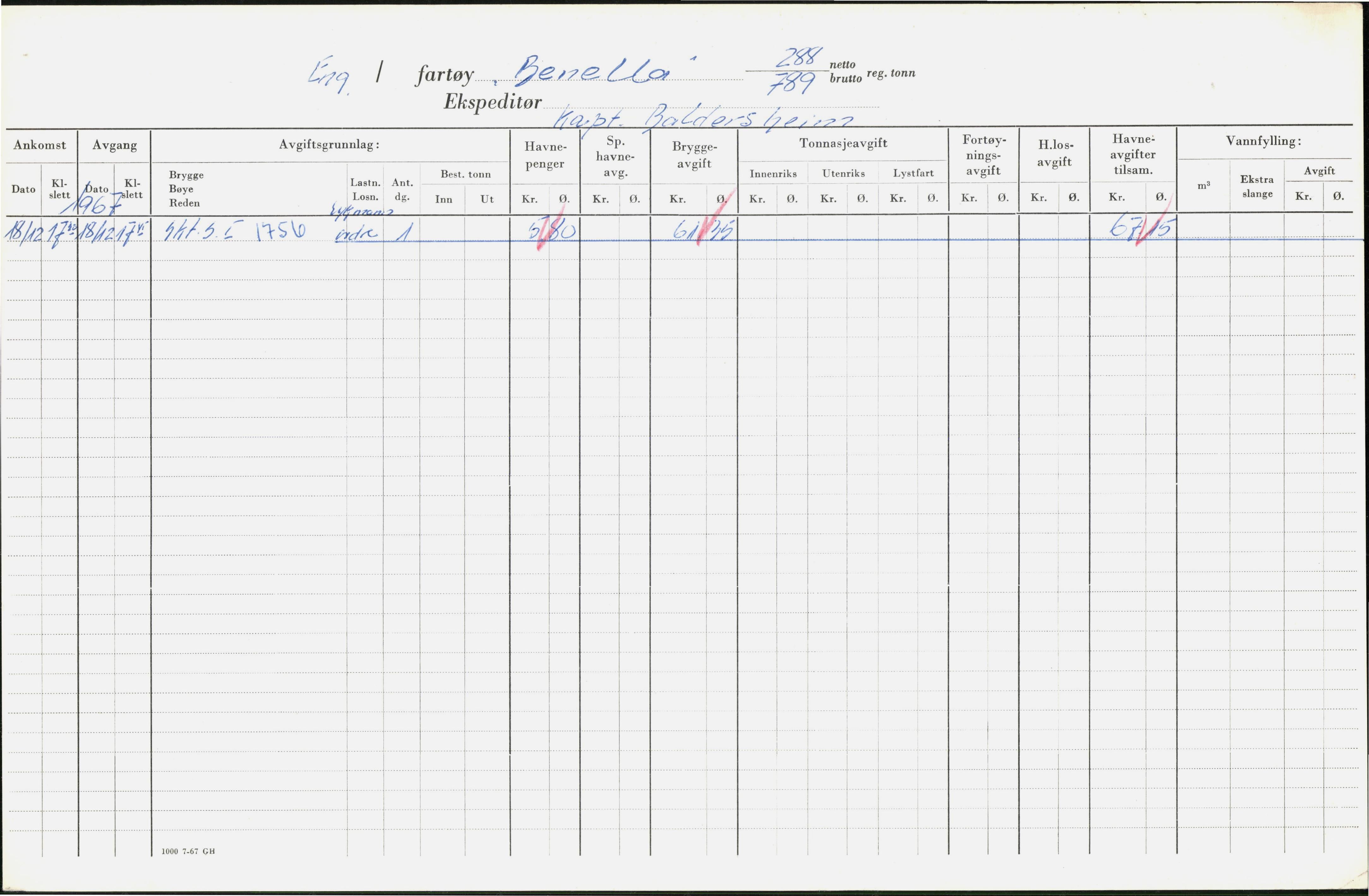 Bergen kommune. Havnekontor/havnefogd, BBA/A-0742/H/Ha/Hac/L0006: Skipsregister Benella-Bjørgulfur, 1941-1975