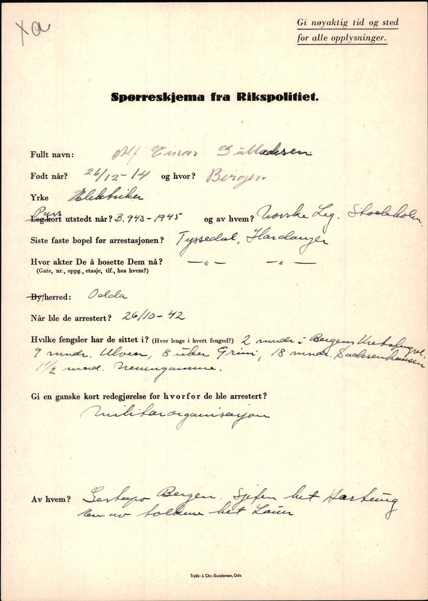 Rikspolitisjefen, AV/RA-S-1560/L/L0005: Gidske, Peder Martin -  Hansell, Georg, 1940-1945, s. 447