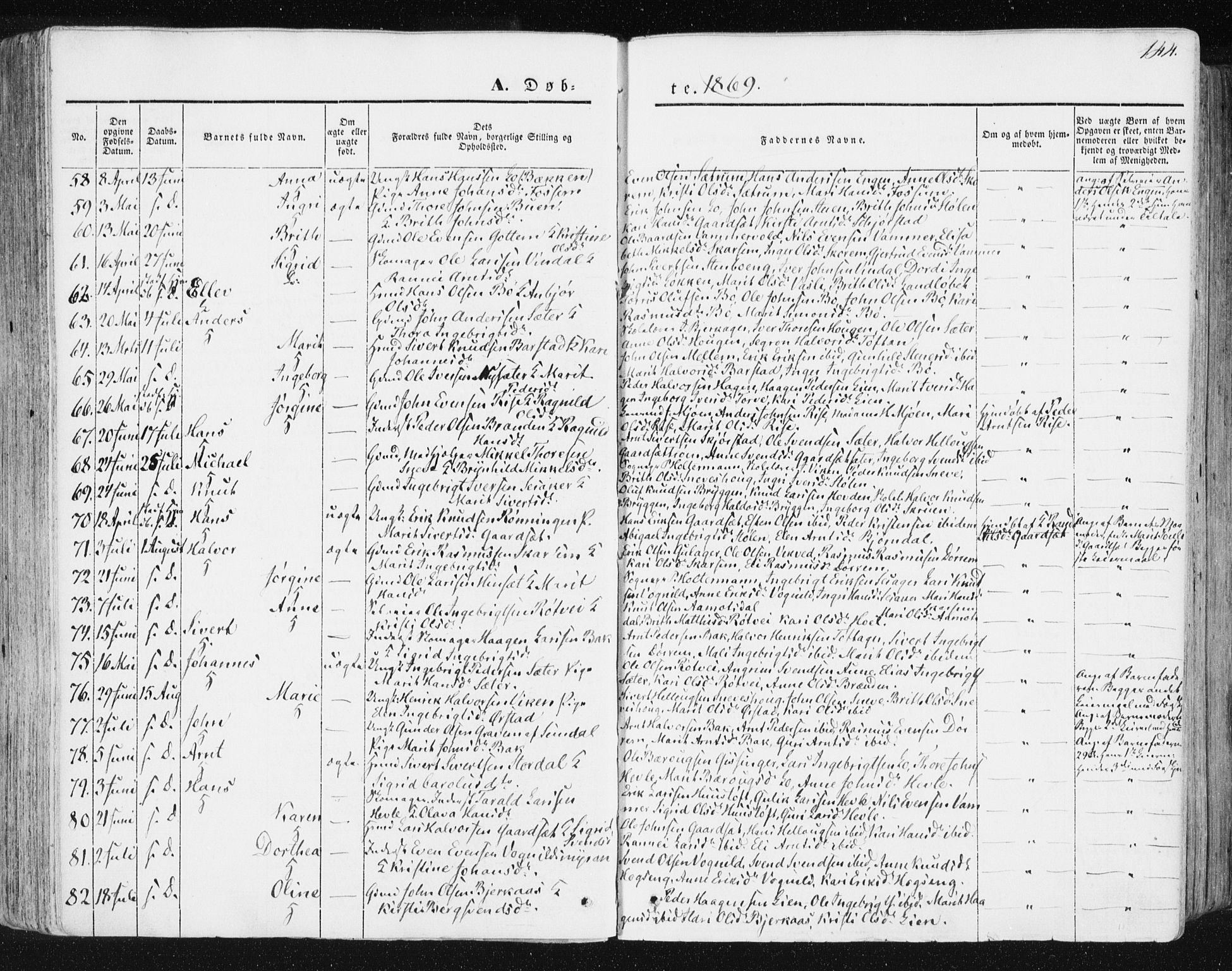 Ministerialprotokoller, klokkerbøker og fødselsregistre - Sør-Trøndelag, SAT/A-1456/678/L0899: Ministerialbok nr. 678A08, 1848-1872, s. 144