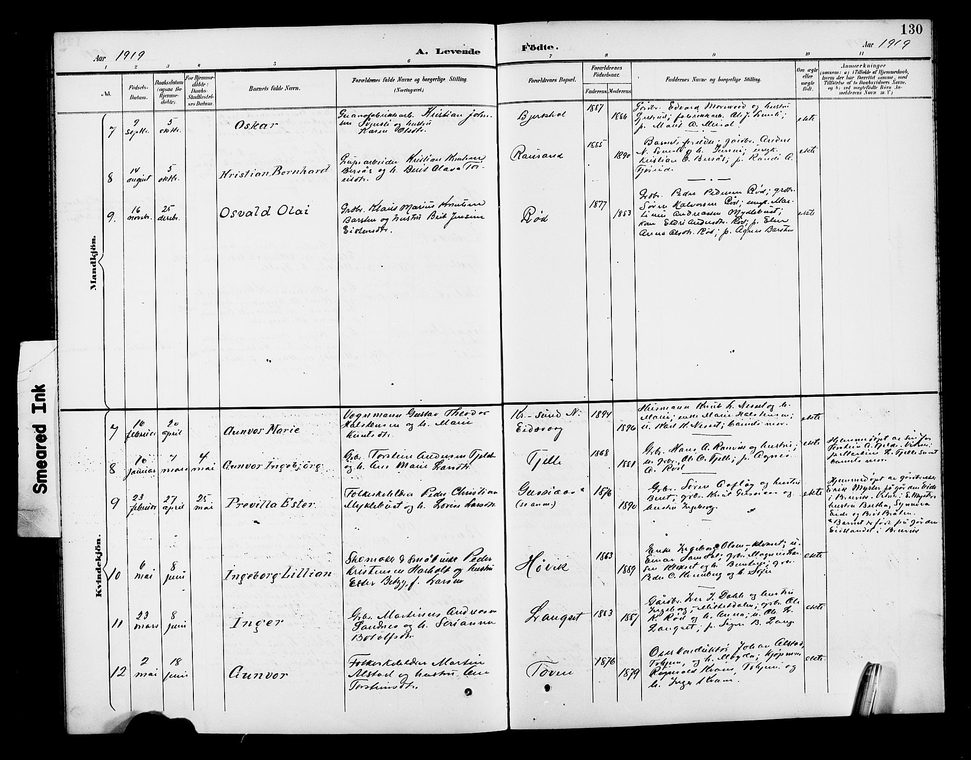 Ministerialprotokoller, klokkerbøker og fødselsregistre - Møre og Romsdal, SAT/A-1454/551/L0632: Klokkerbok nr. 551C04, 1894-1920, s. 130