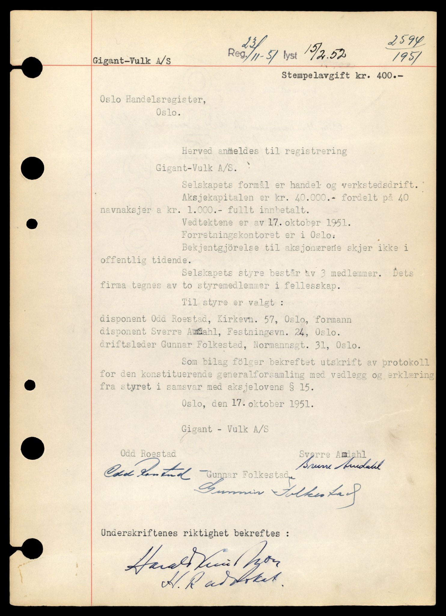 Oslo byfogd, Handelsregisteret, AV/SAT-A-10867/G/Gb/Gbb/L0120: Registreringsmeldinger, slettet etter firmalovens §24, Gi-Ho, 1978-1979, s. 1