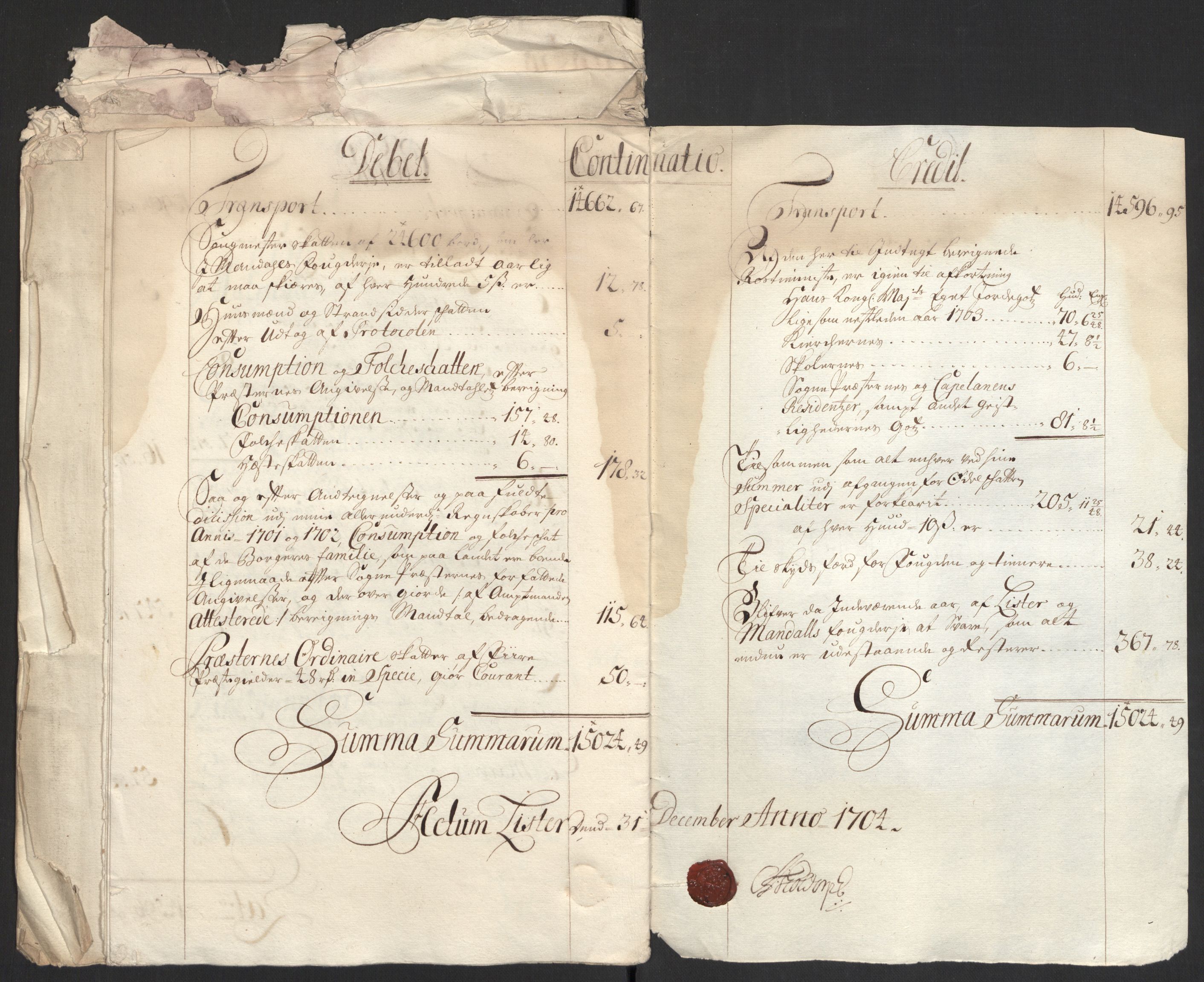 Rentekammeret inntil 1814, Reviderte regnskaper, Fogderegnskap, RA/EA-4092/R43/L2550: Fogderegnskap Lista og Mandal, 1703-1704, s. 239