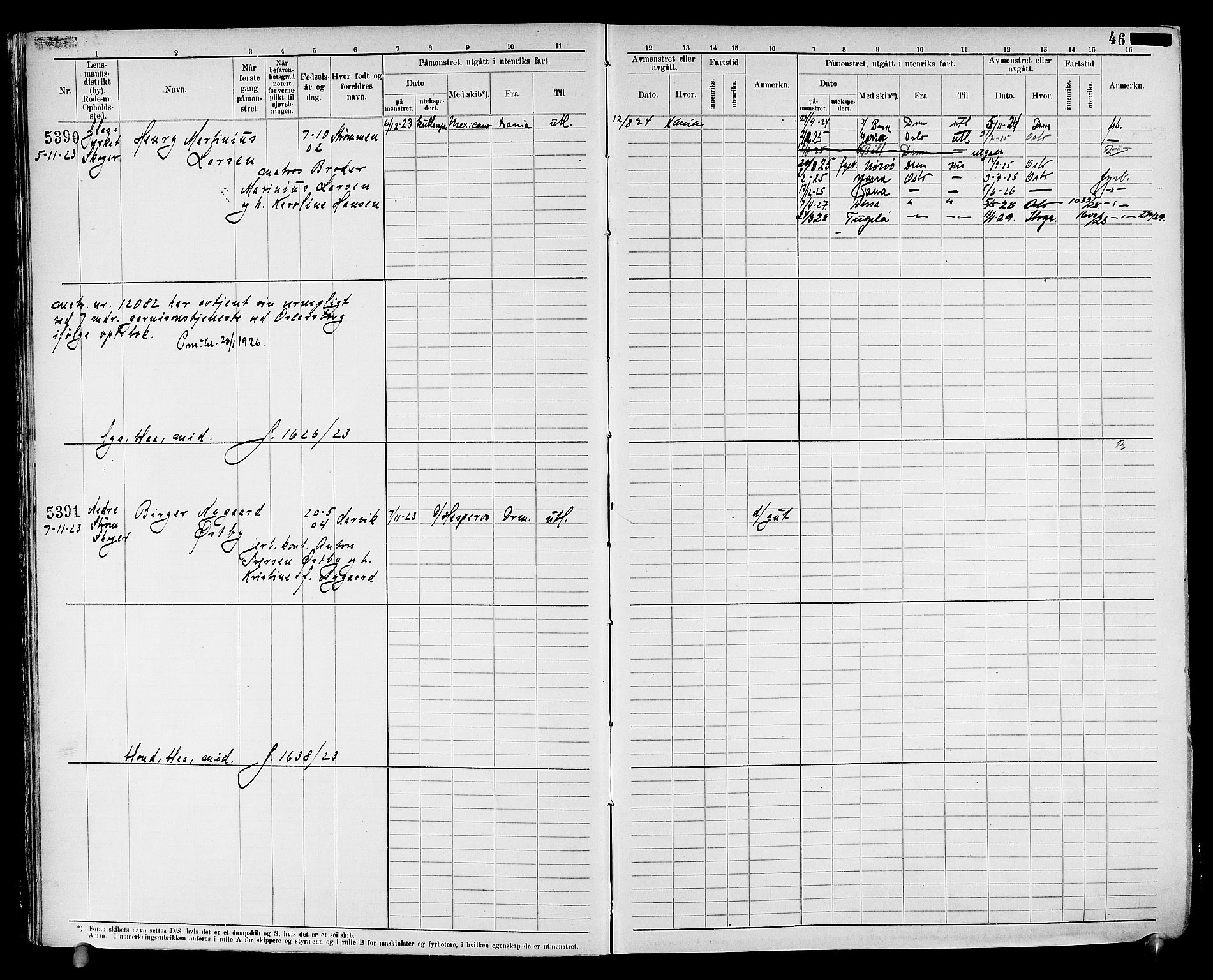 Drammen innrulleringsdistrikt, AV/SAKO-A-781/F/Fc/L0008: Hovedrulle, 1923, s. 48