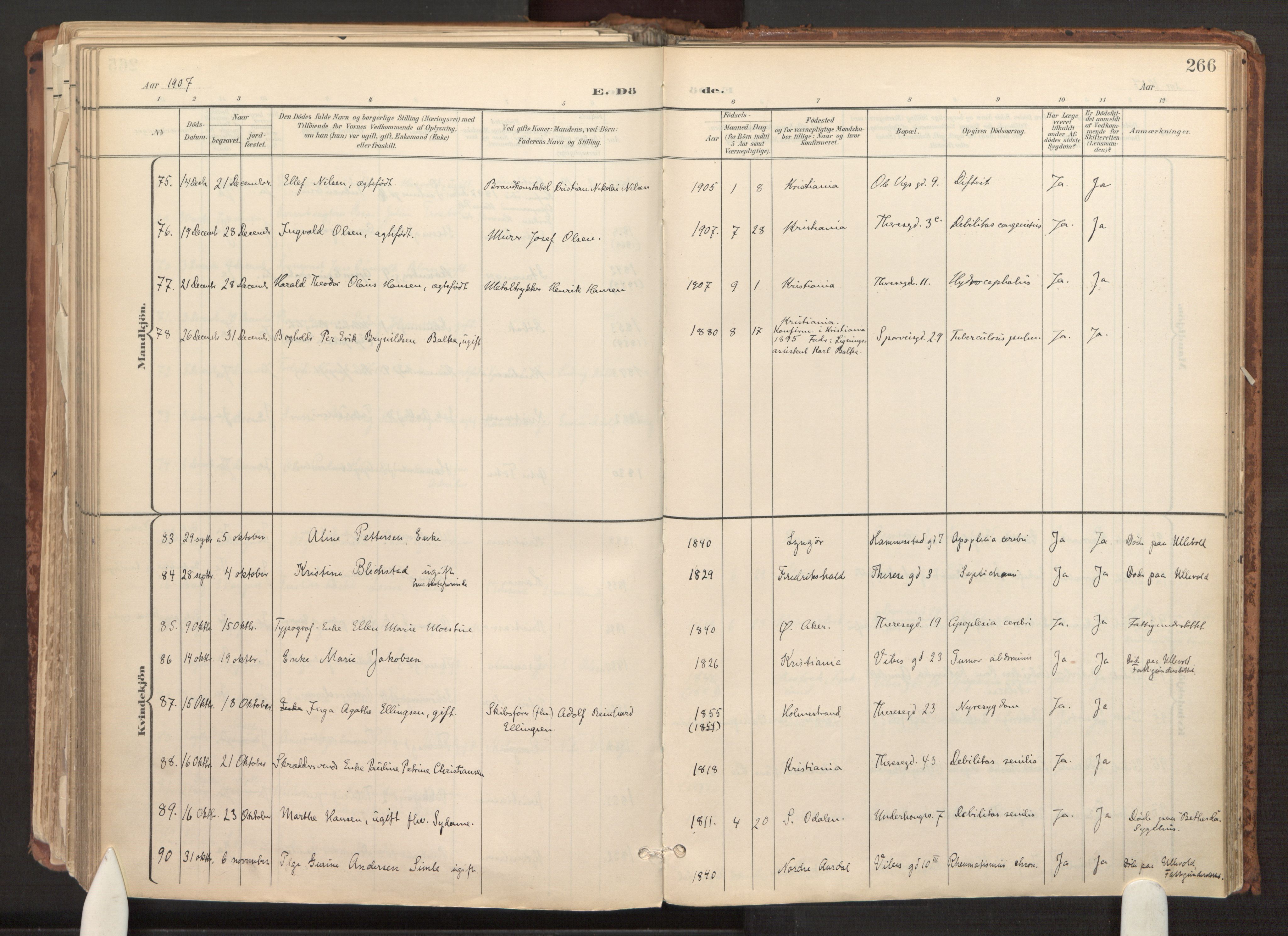 Fagerborg prestekontor Kirkebøker, AV/SAO-A-10844/F/Fa/L0003: Ministerialbok nr. 3, 1898-1916, s. 266