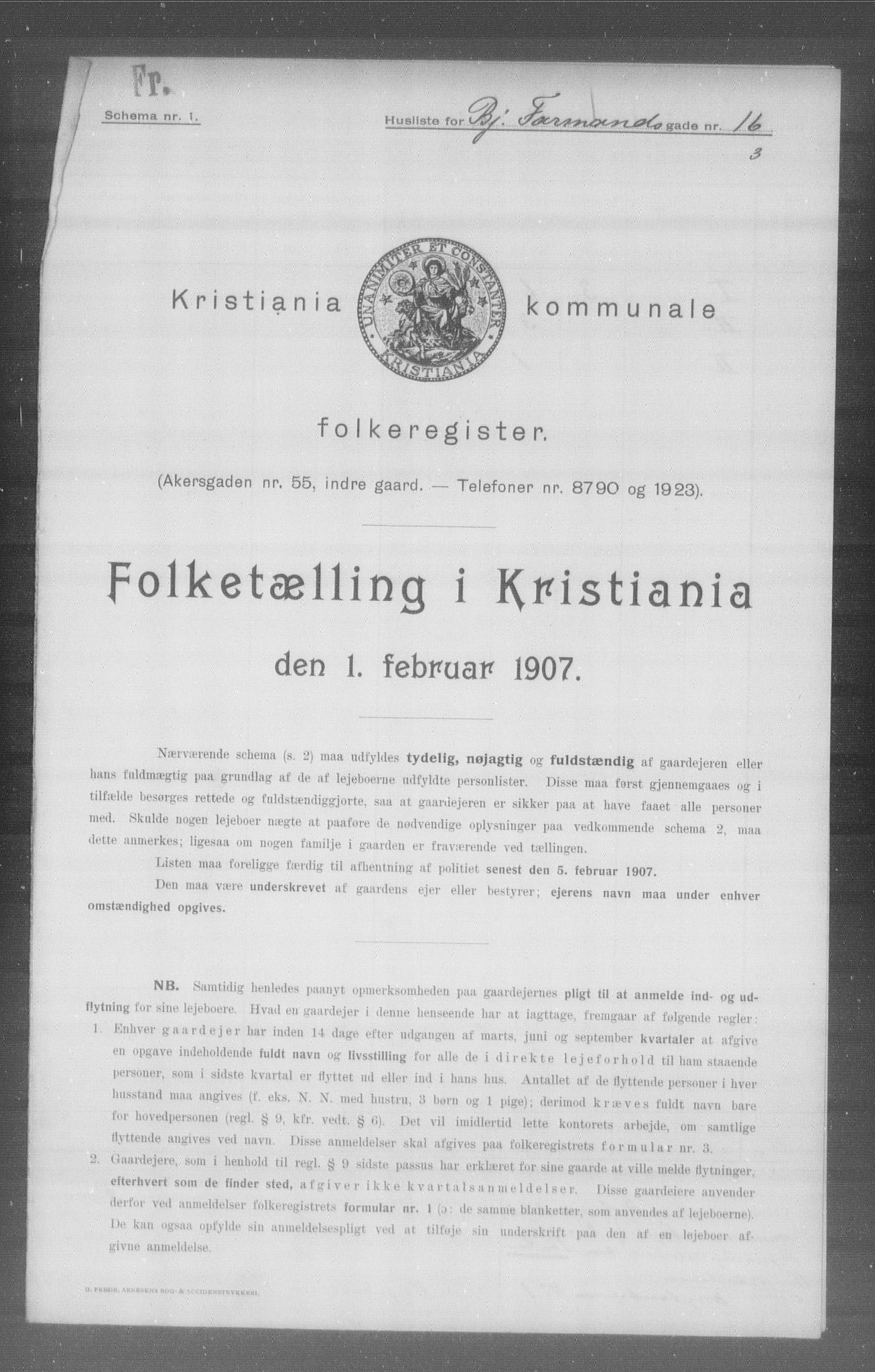 OBA, Kommunal folketelling 1.2.1907 for Kristiania kjøpstad, 1907, s. 3510