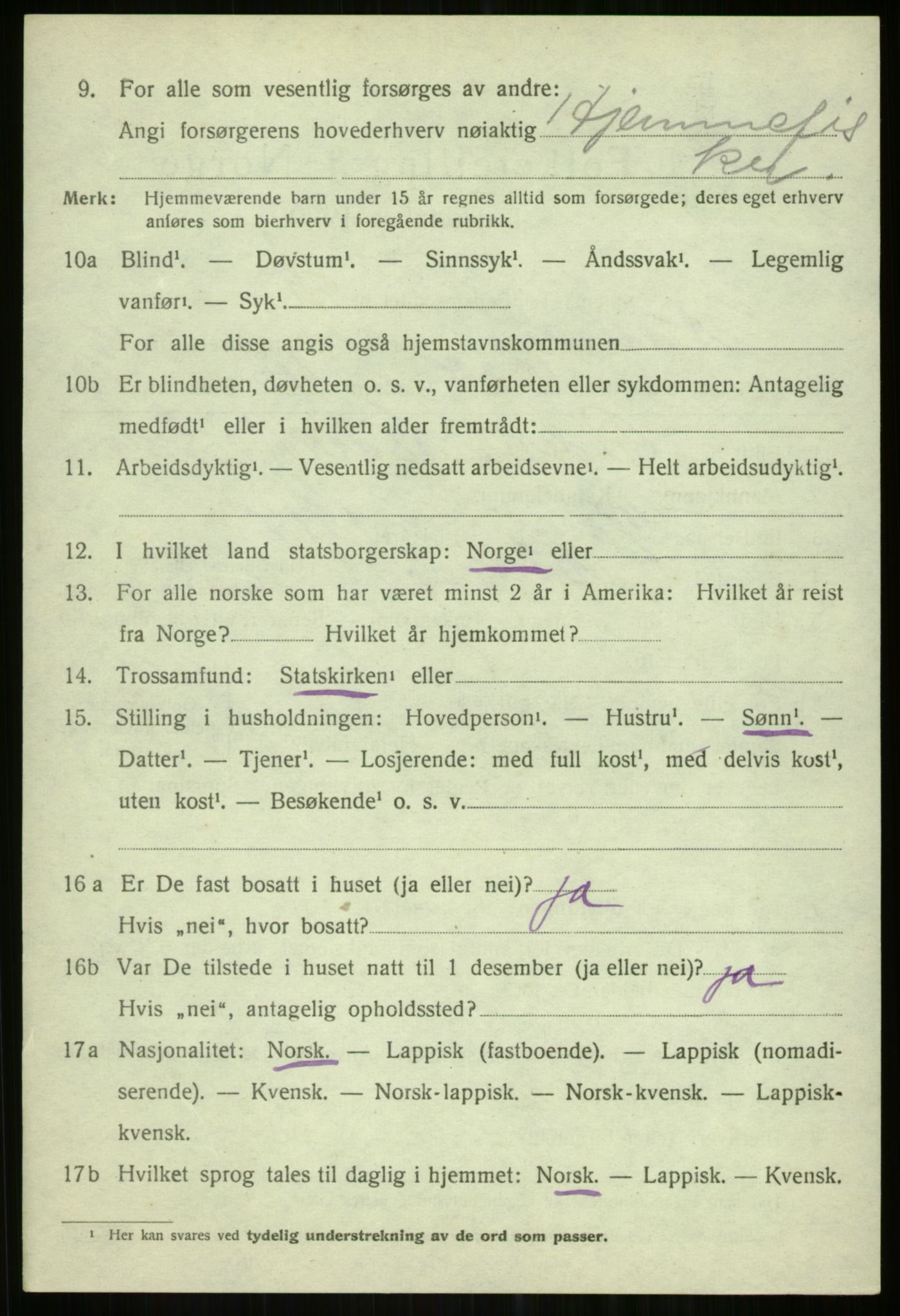 SATØ, Folketelling 1920 for 1936 Karlsøy herred, 1920, s. 5019