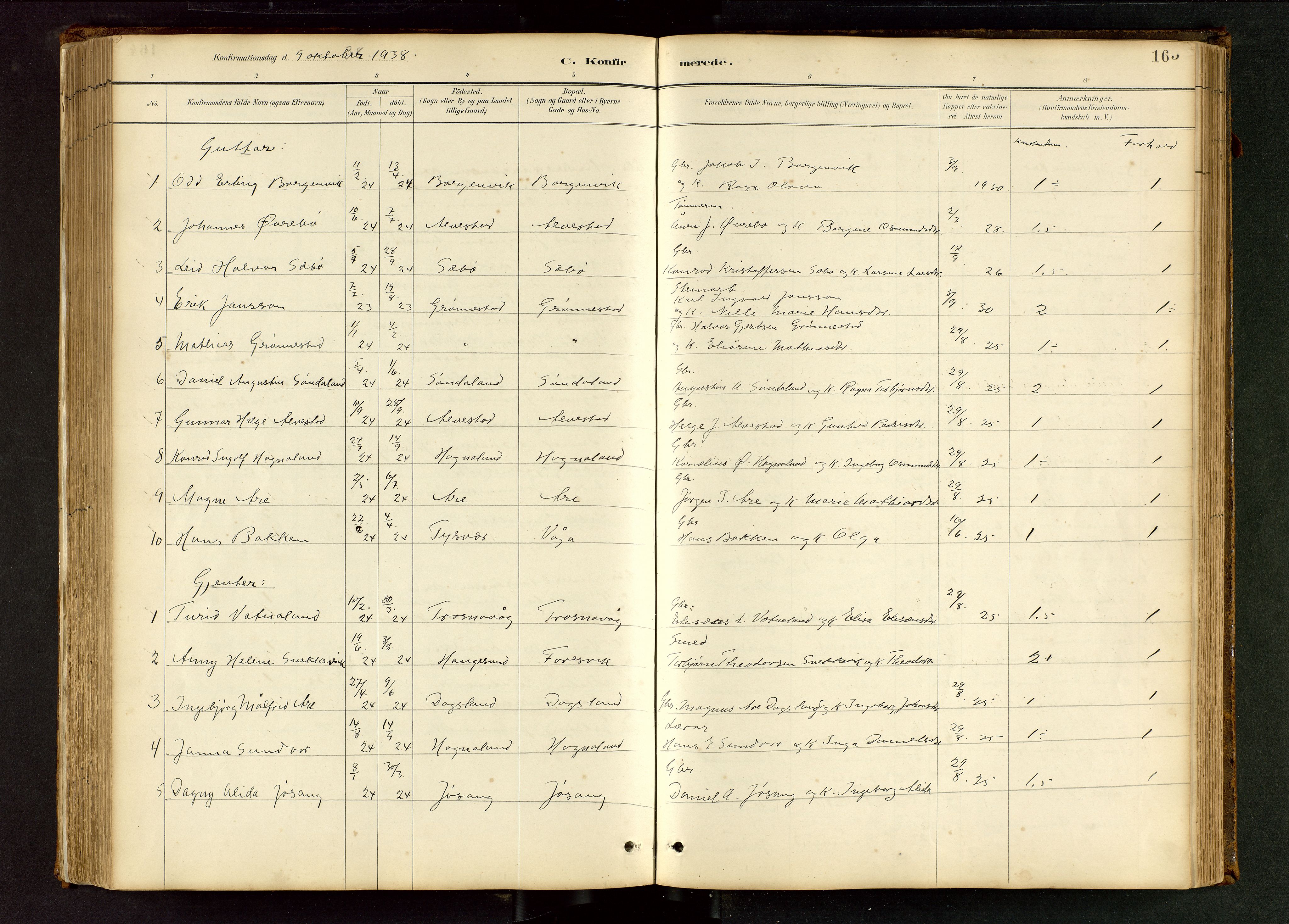 Tysvær sokneprestkontor, AV/SAST-A -101864/H/Ha/Hab/L0005: Klokkerbok nr. B 5, 1887-1947, s. 165